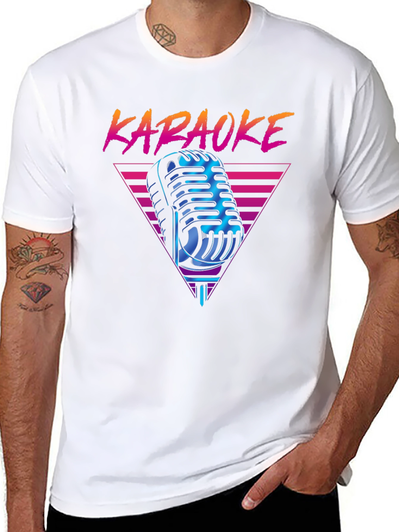 Retro Karaoke Microphone Graphic T-Shirt