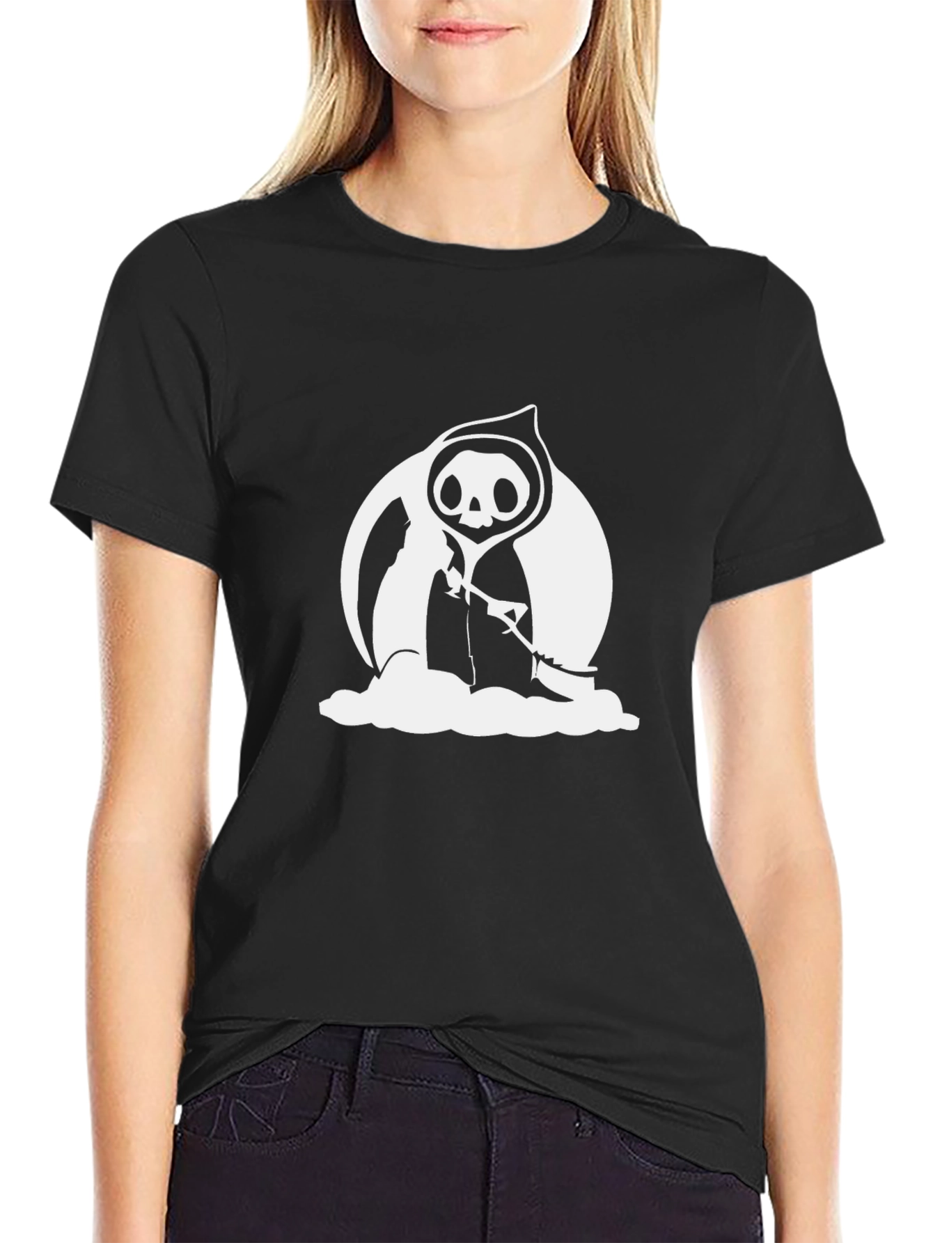 Grim Reaper Graphic Tee - Black Cotton T-Shirt