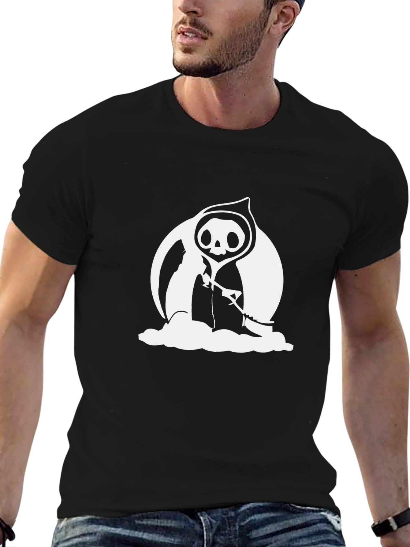Grim Reaper Graphic Tee - Black Cotton T-Shirt