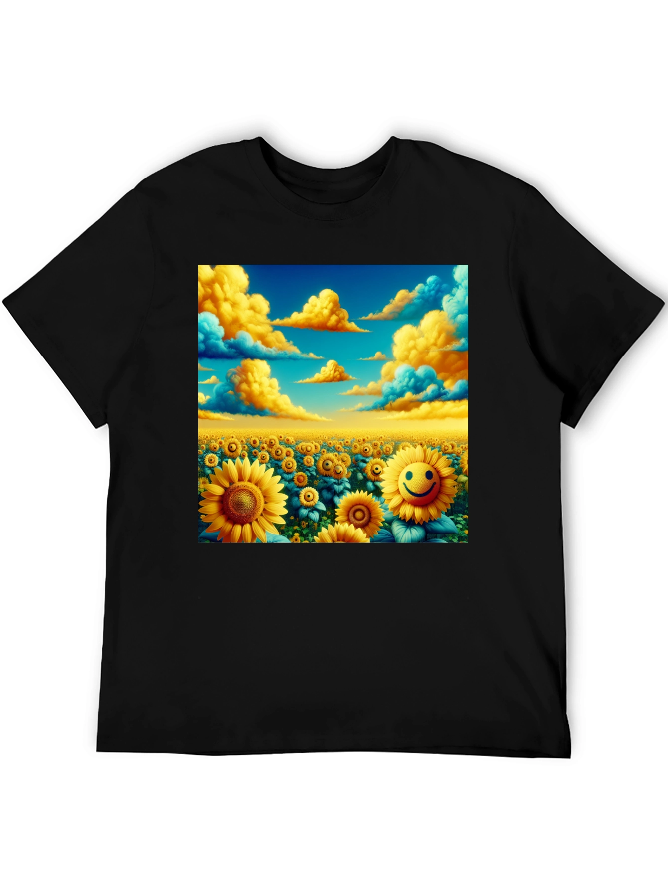 Sunflower Field Graphic Tee - Black