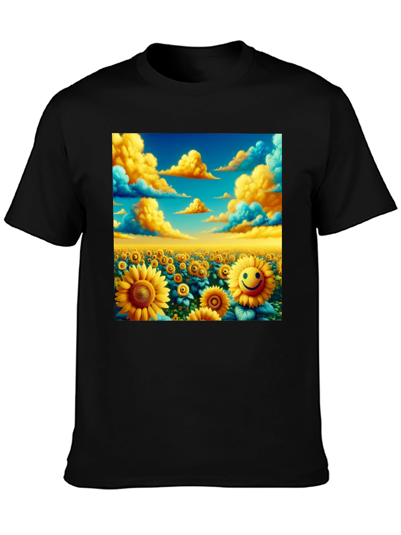 Sunflower Field Graphic Tee - Black