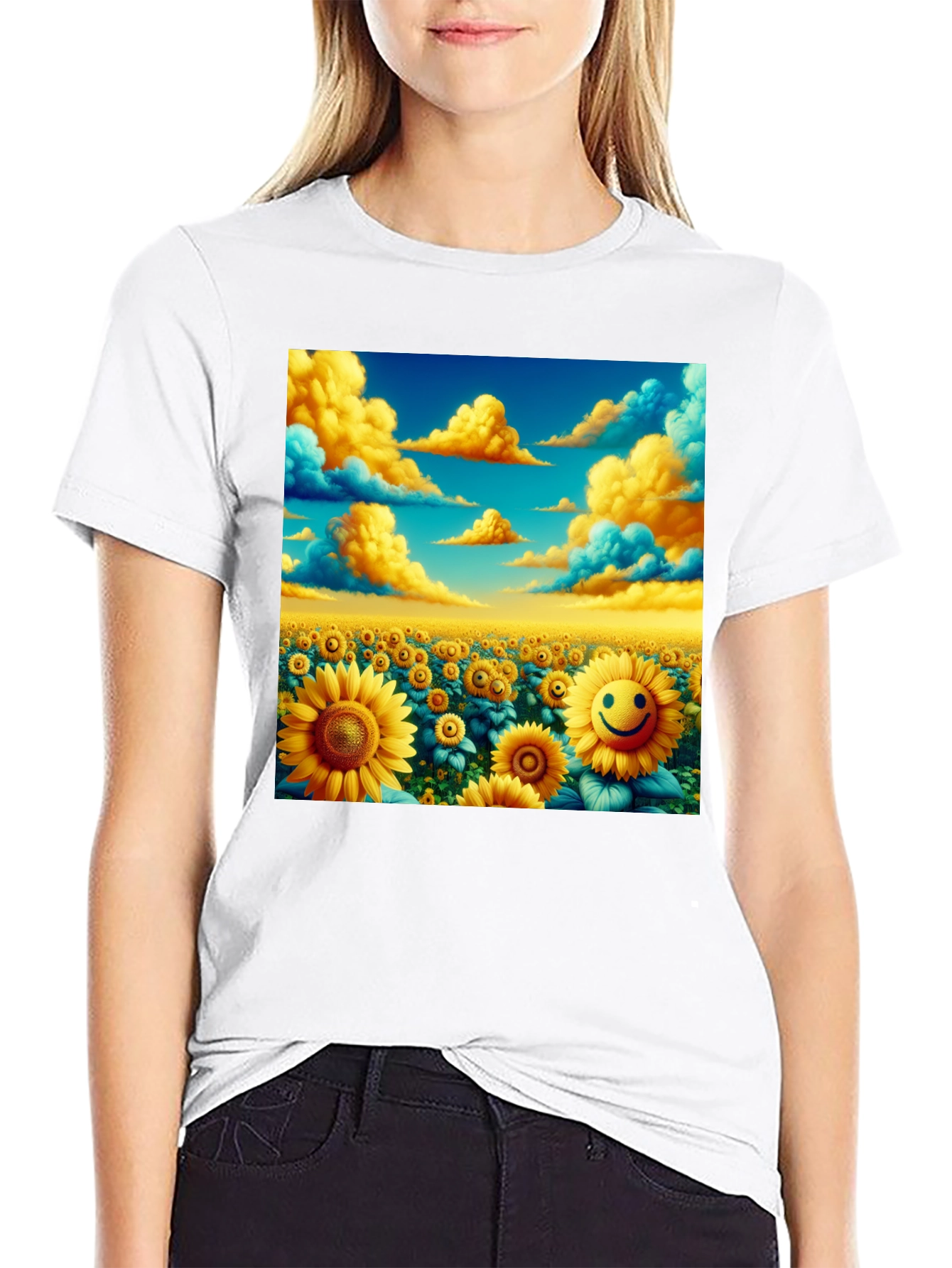 Sunflower Field Graphic Tee - Black