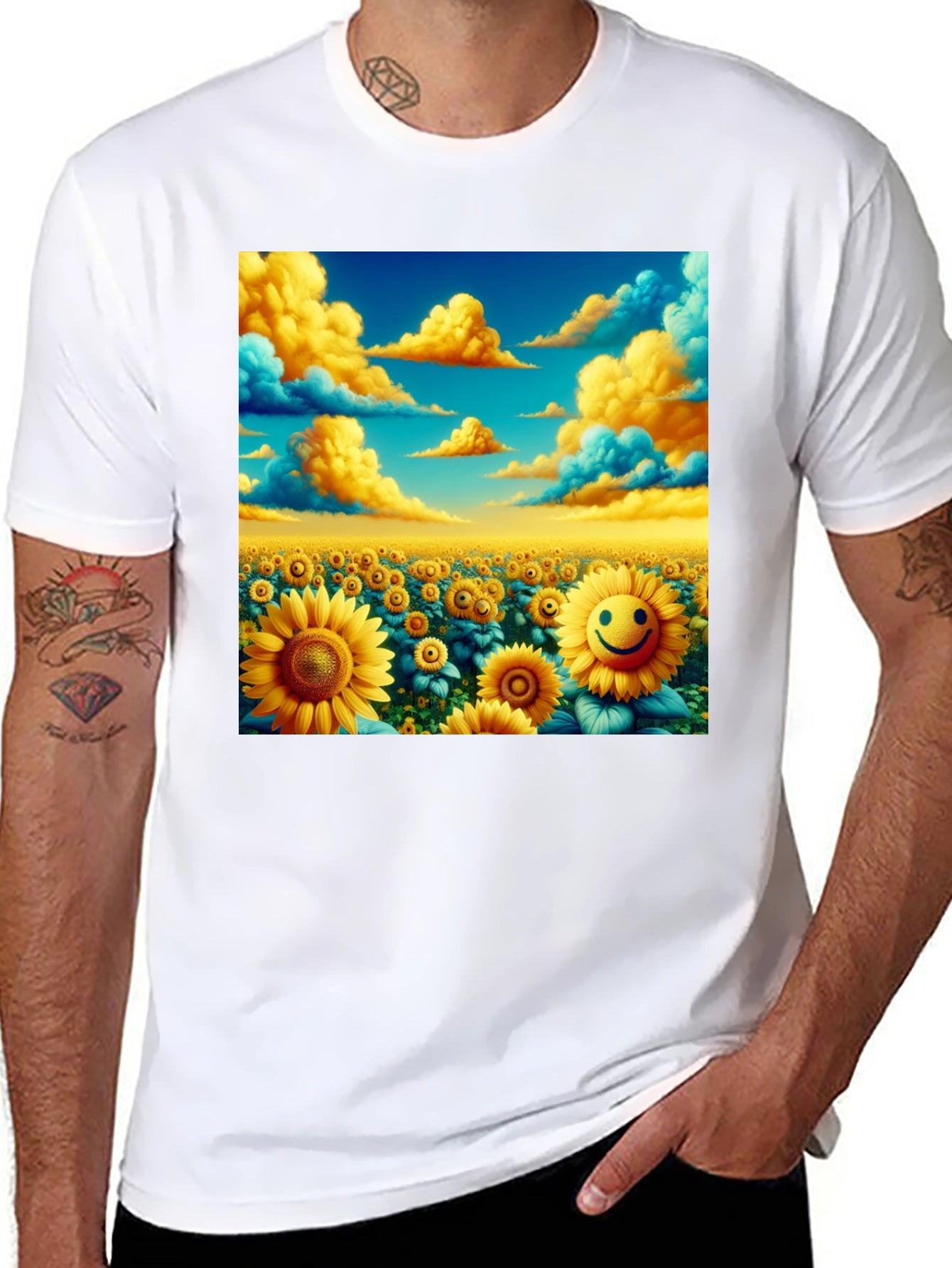 Sunflower Field Graphic Tee - Black