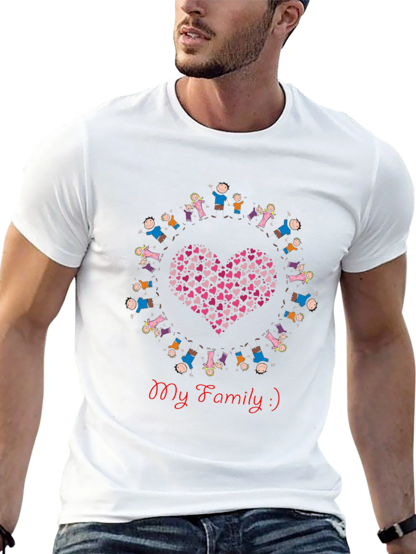 My Family Heart Graphic Black T-Shirt