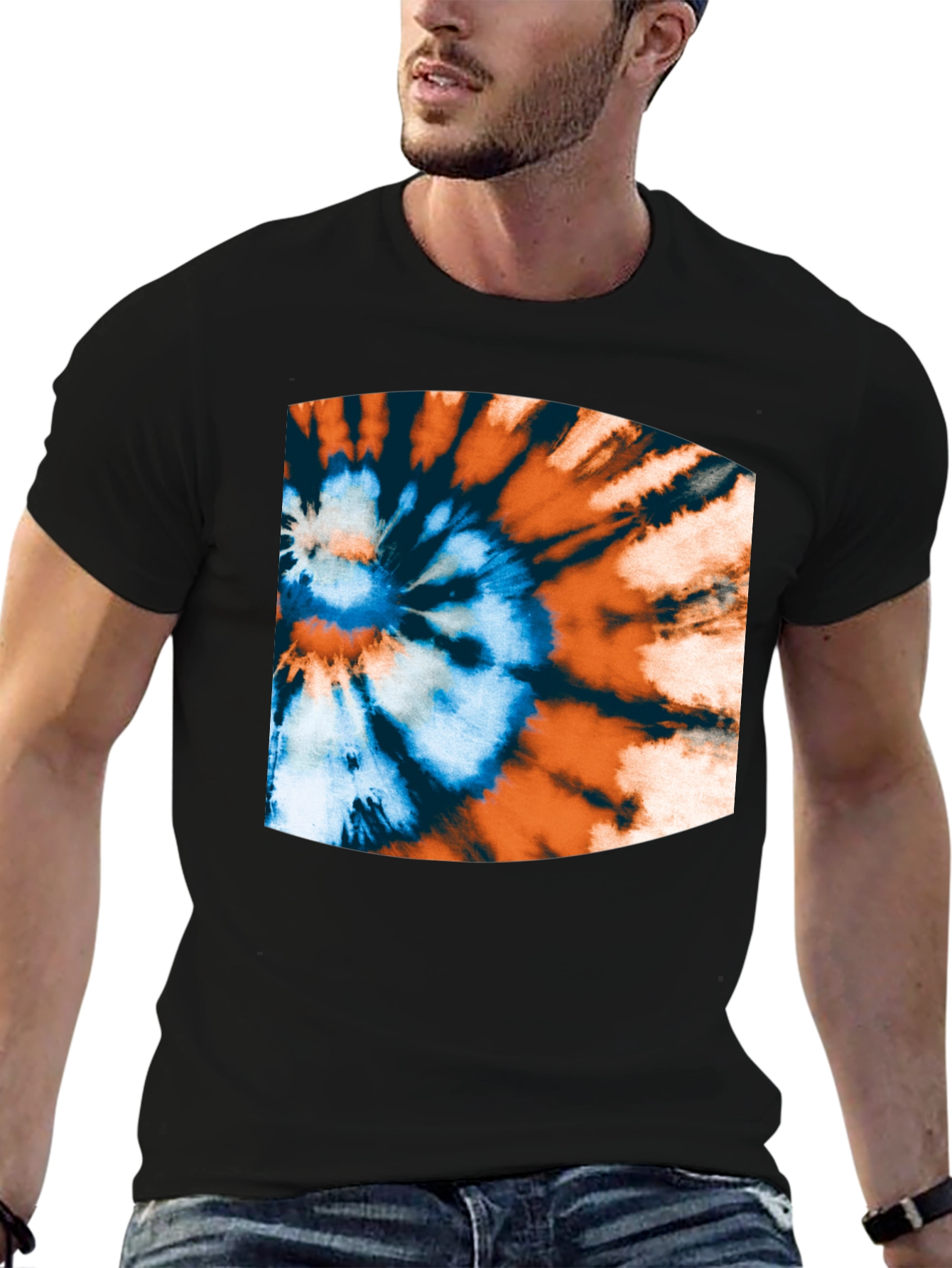 Tie-Dye Swirl Graphic Black T-Shirt