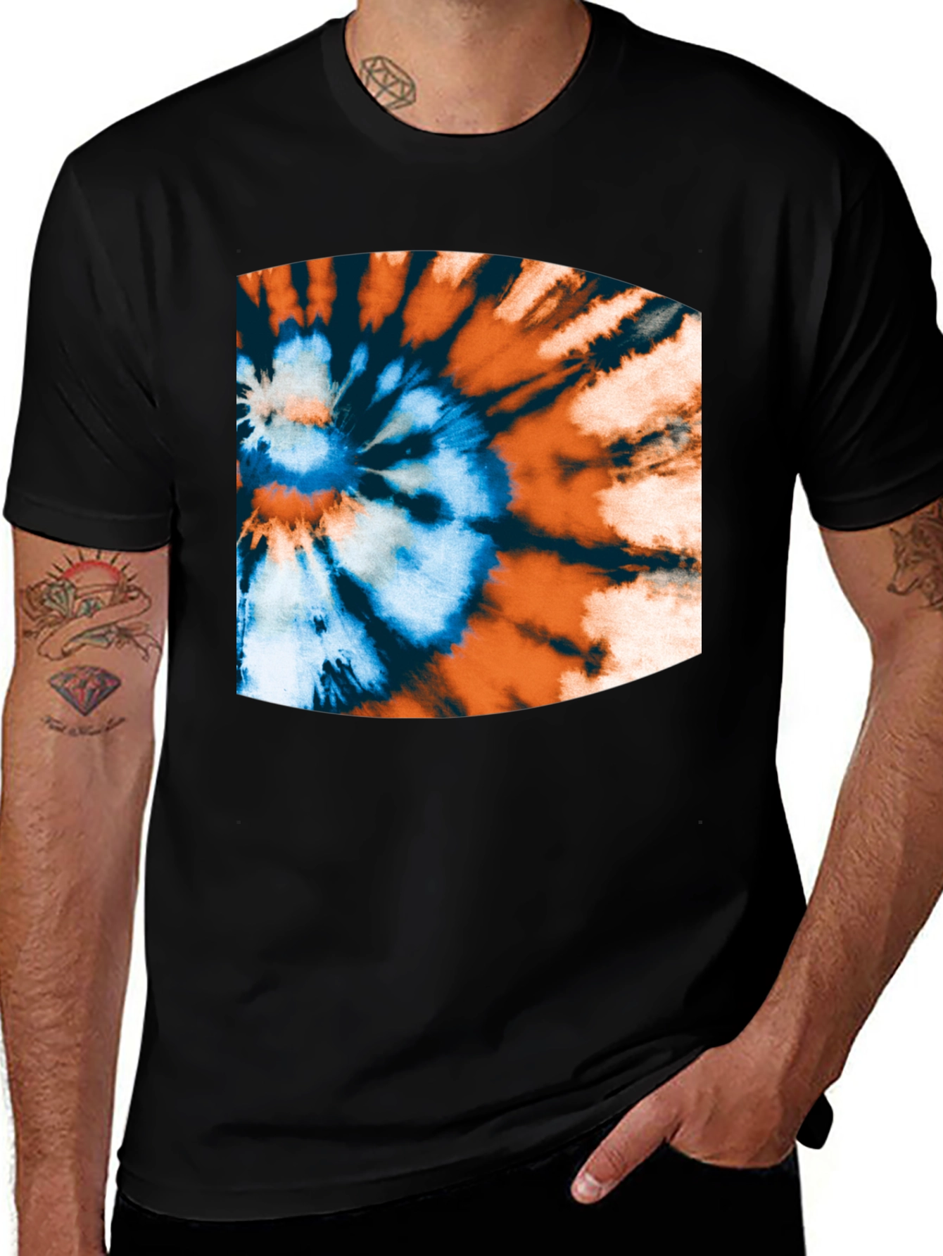 Tie-Dye Swirl Graphic Black T-Shirt