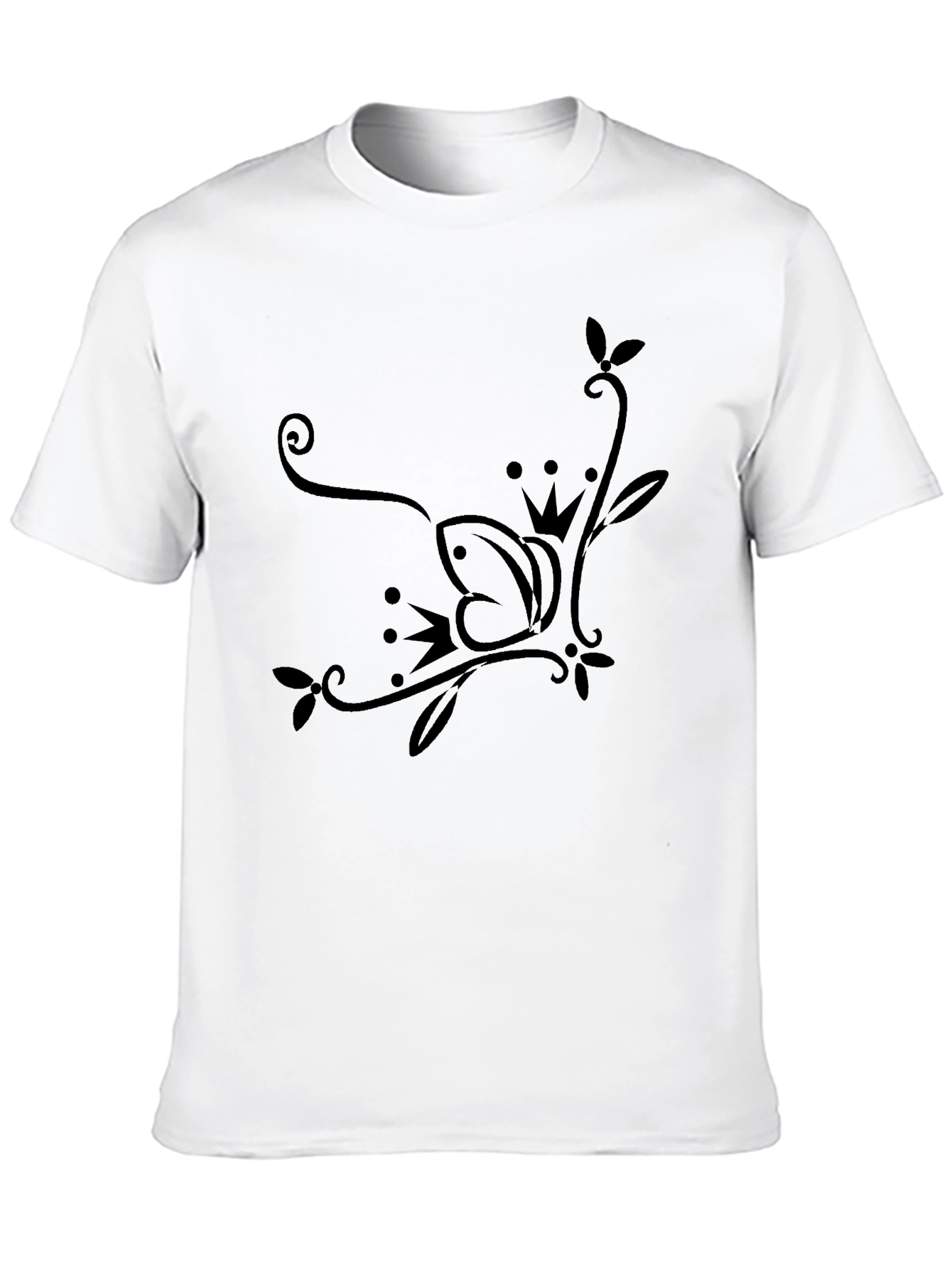 Elegant Crown Butterfly Black T-Shirt
