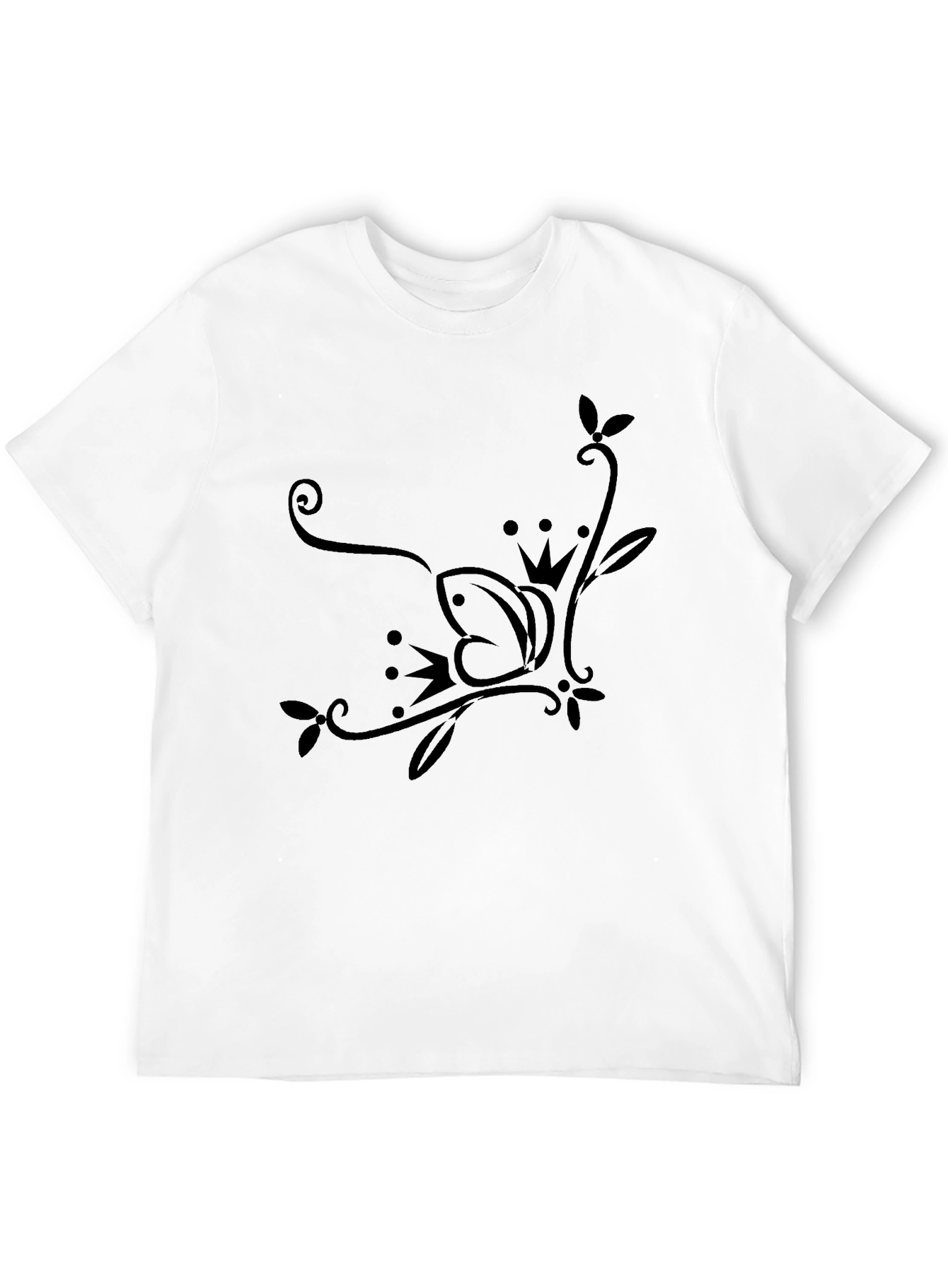Elegant Crown Butterfly Black T-Shirt