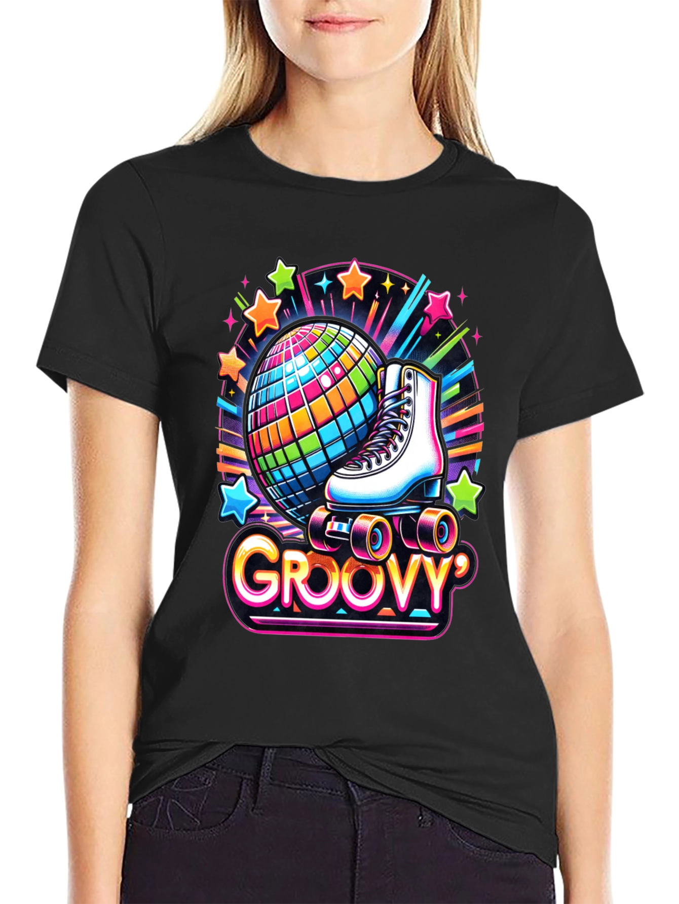 Groovy Roller Skate Disco Ball T-Shirt