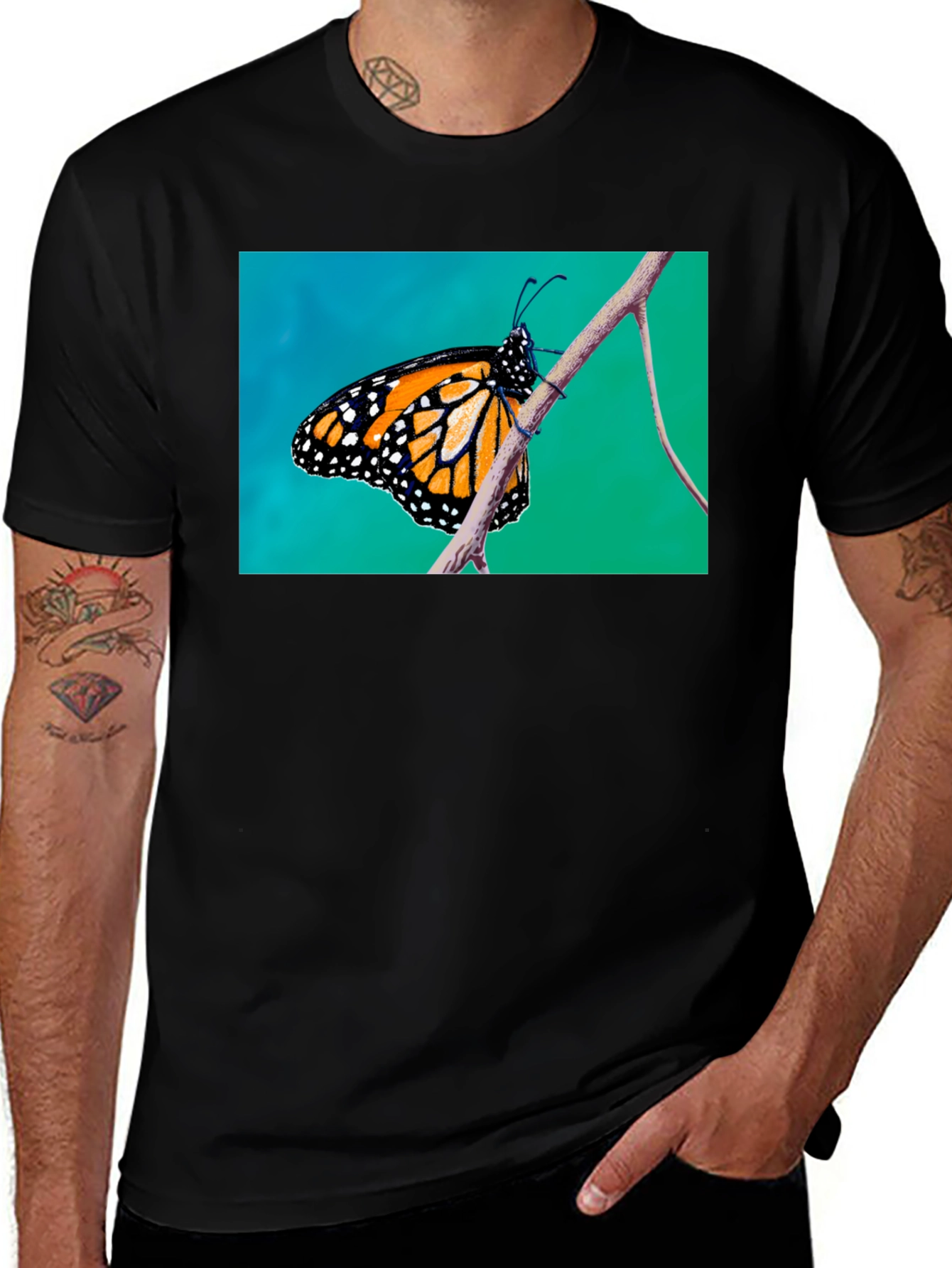 Monarch Butterfly T-Shirt - Black