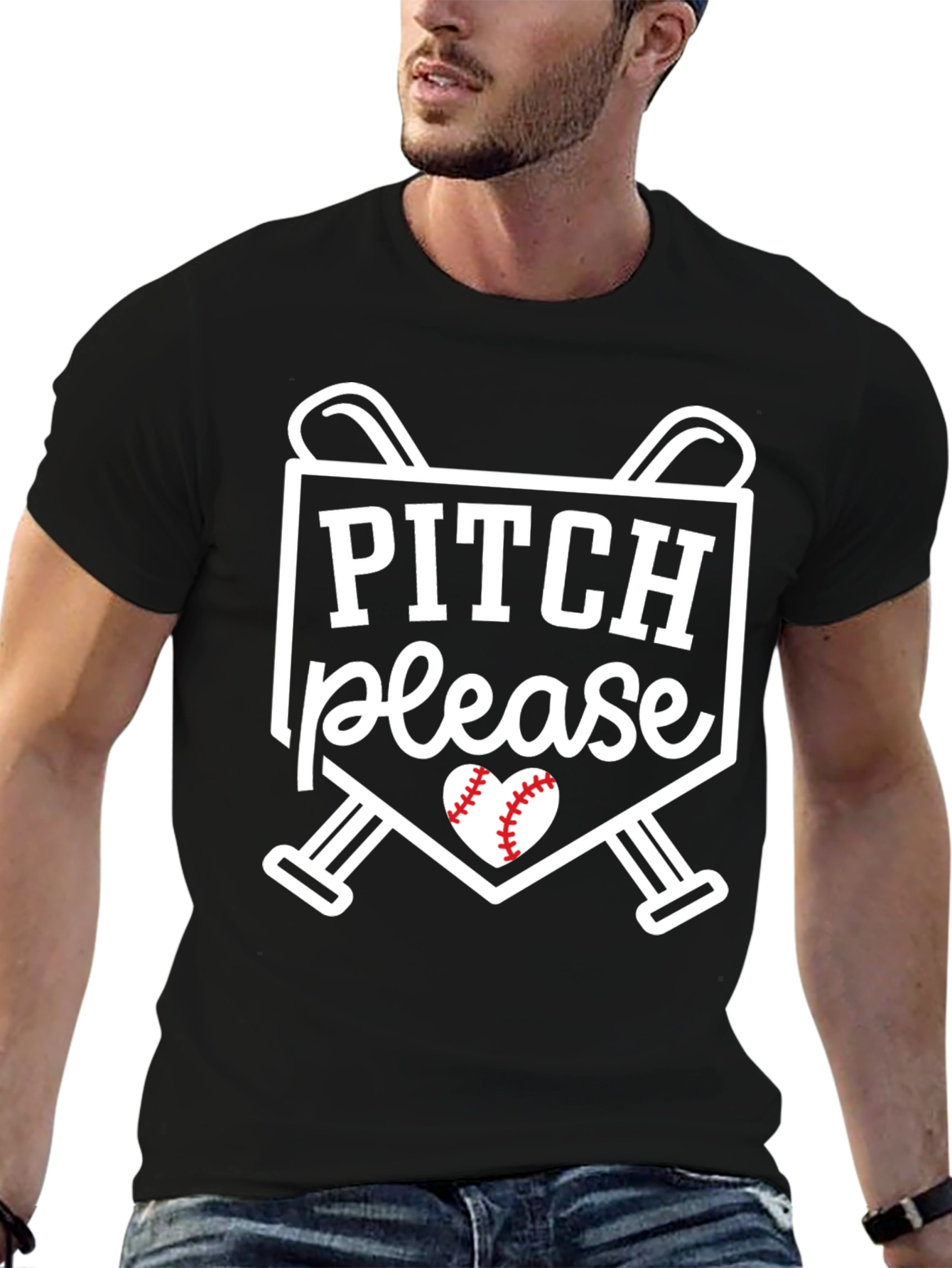 Pitch Please T-Shirt - Baseball Heart Tee