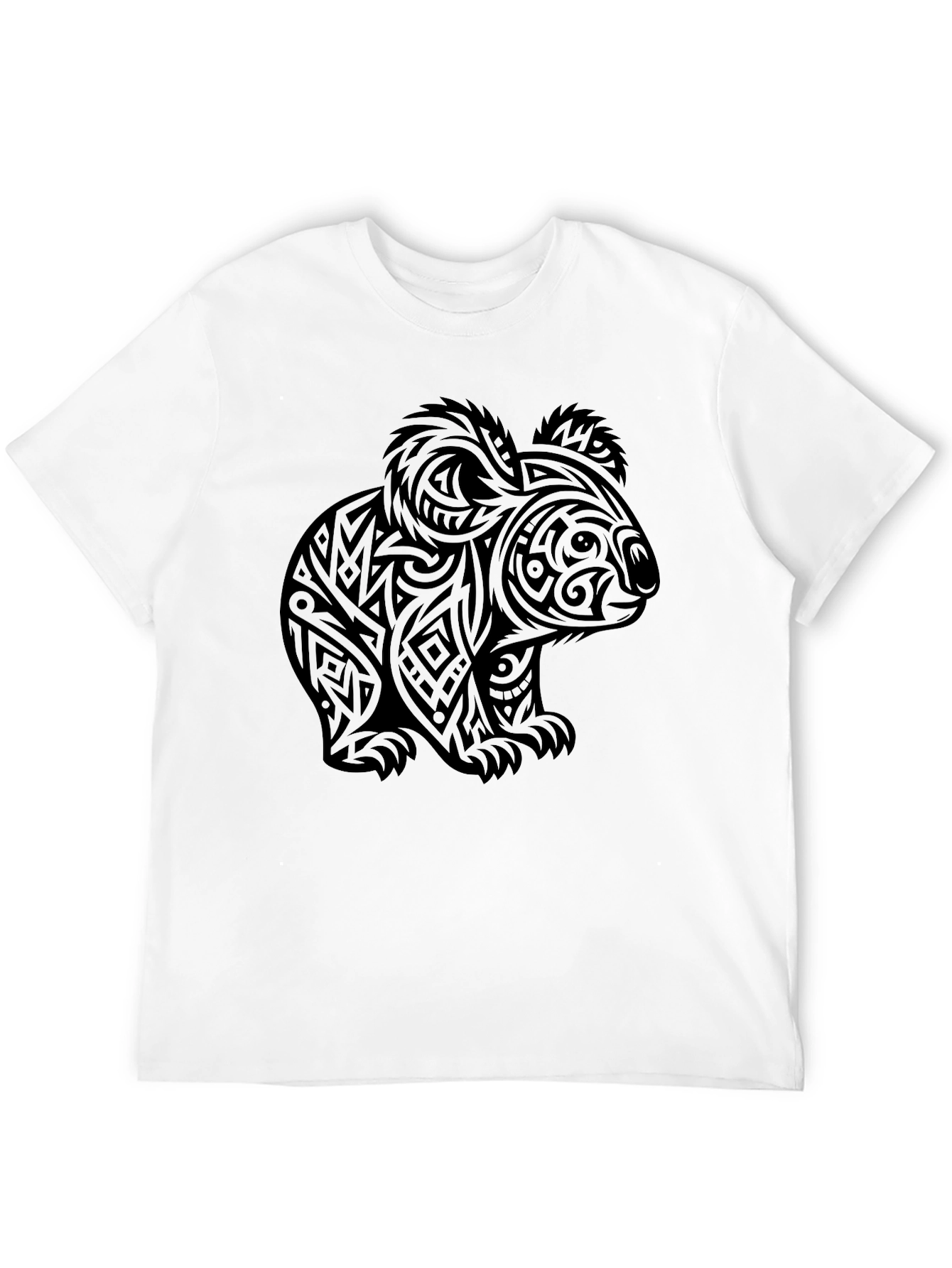 Tribal Koala Bear Graphic Tee - Black
