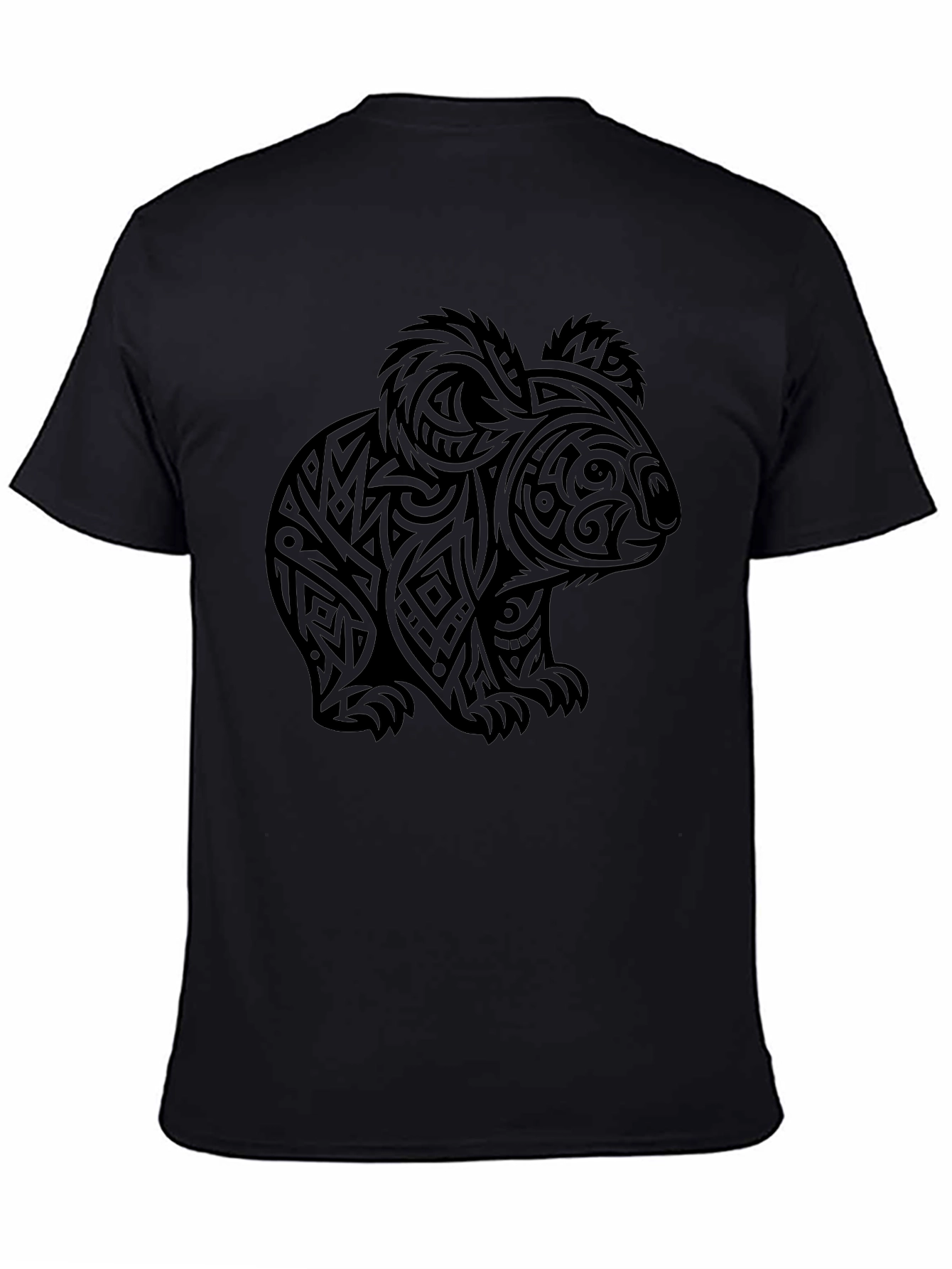 Tribal Koala Bear Graphic Tee - Black