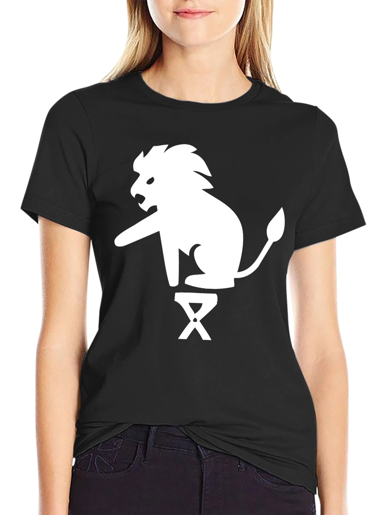 Lion on Stool Graphic Tee - Black