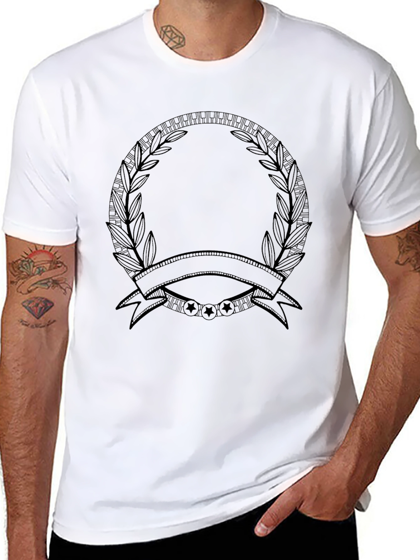 Mens Graphic Tee - Laurel Wreath & Banner Design