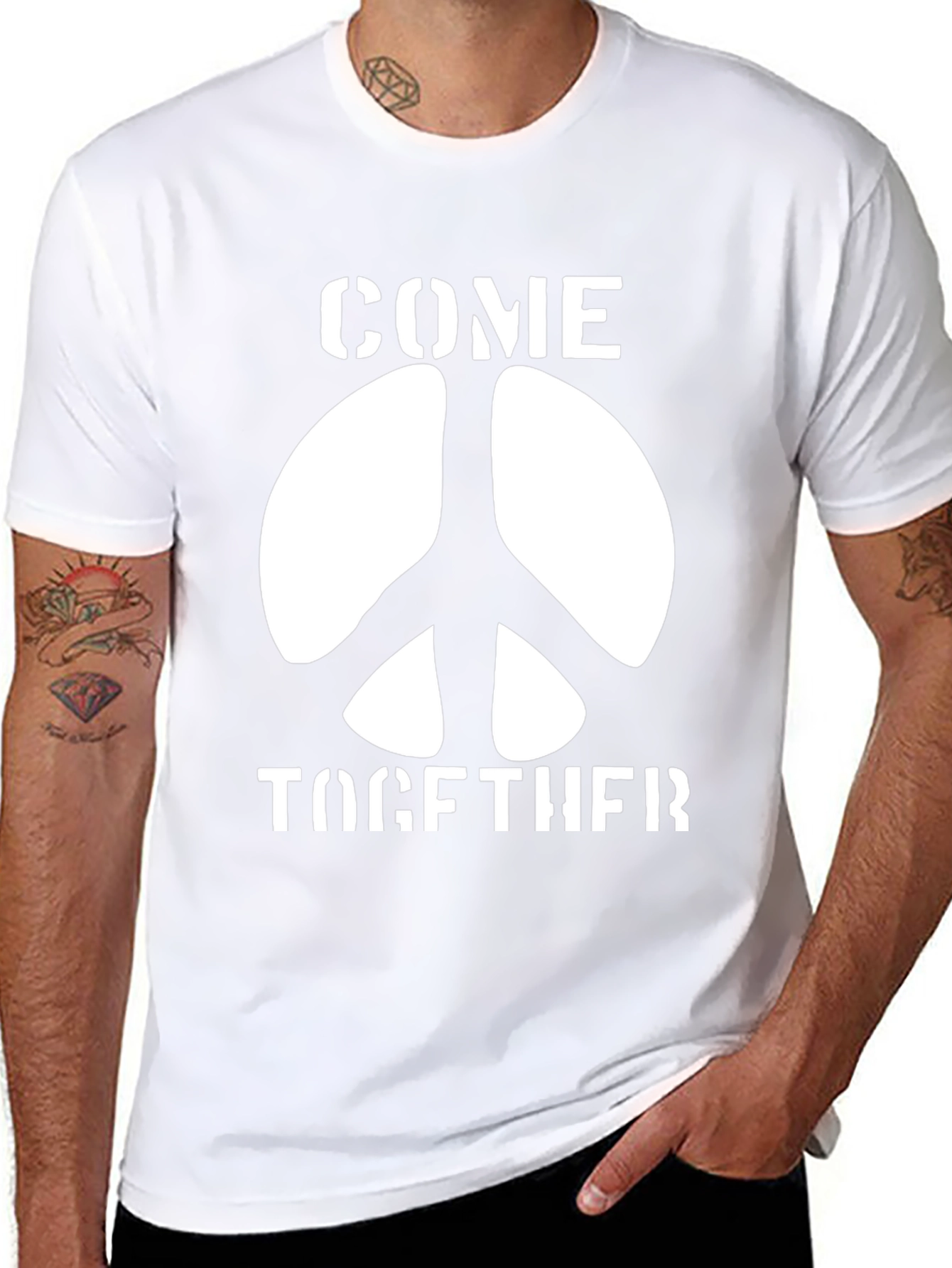 Come Together Peace Sign Graphic Tee - Black