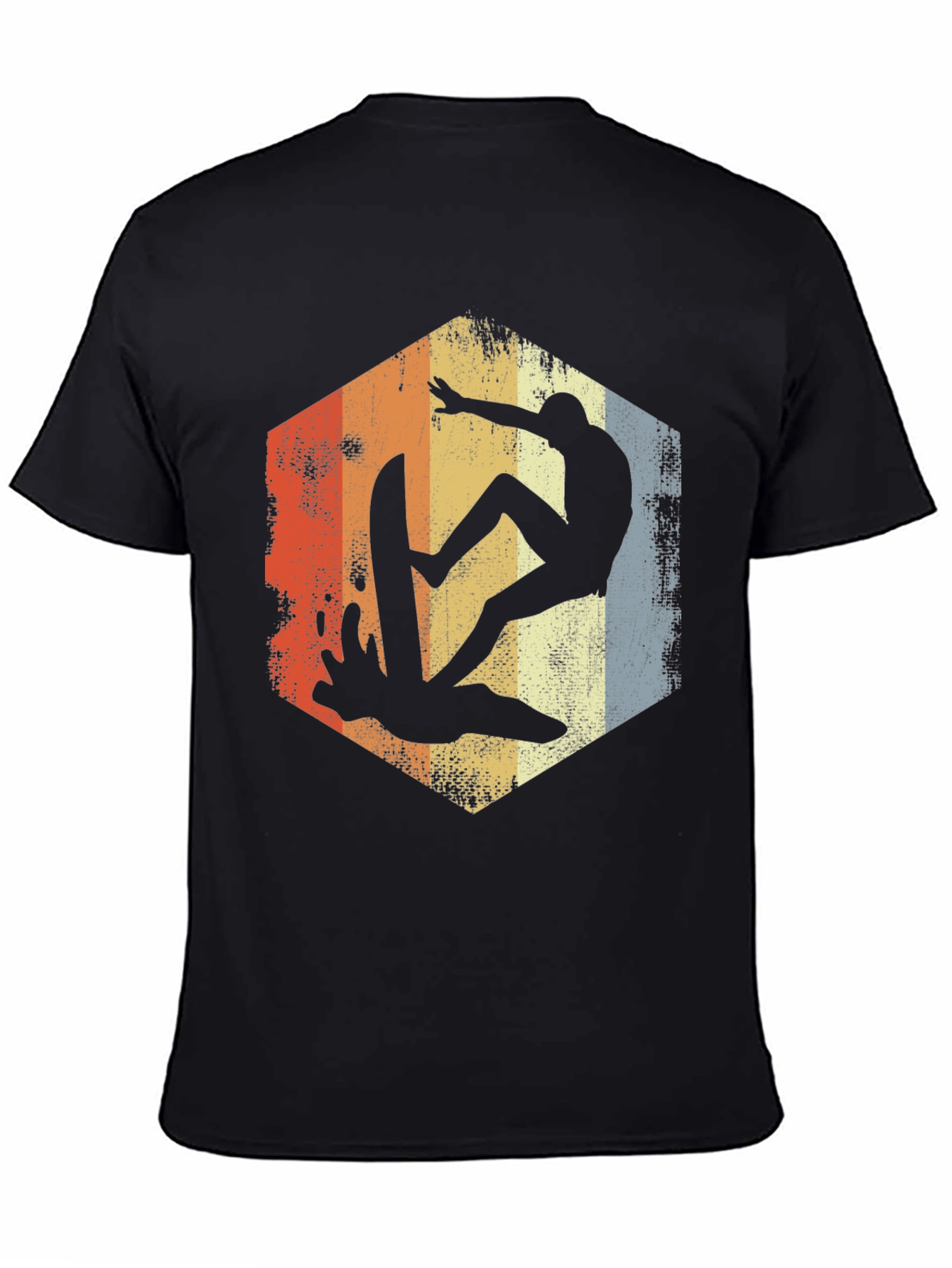 Retro Surfer Graphic Tee - Black Cotton