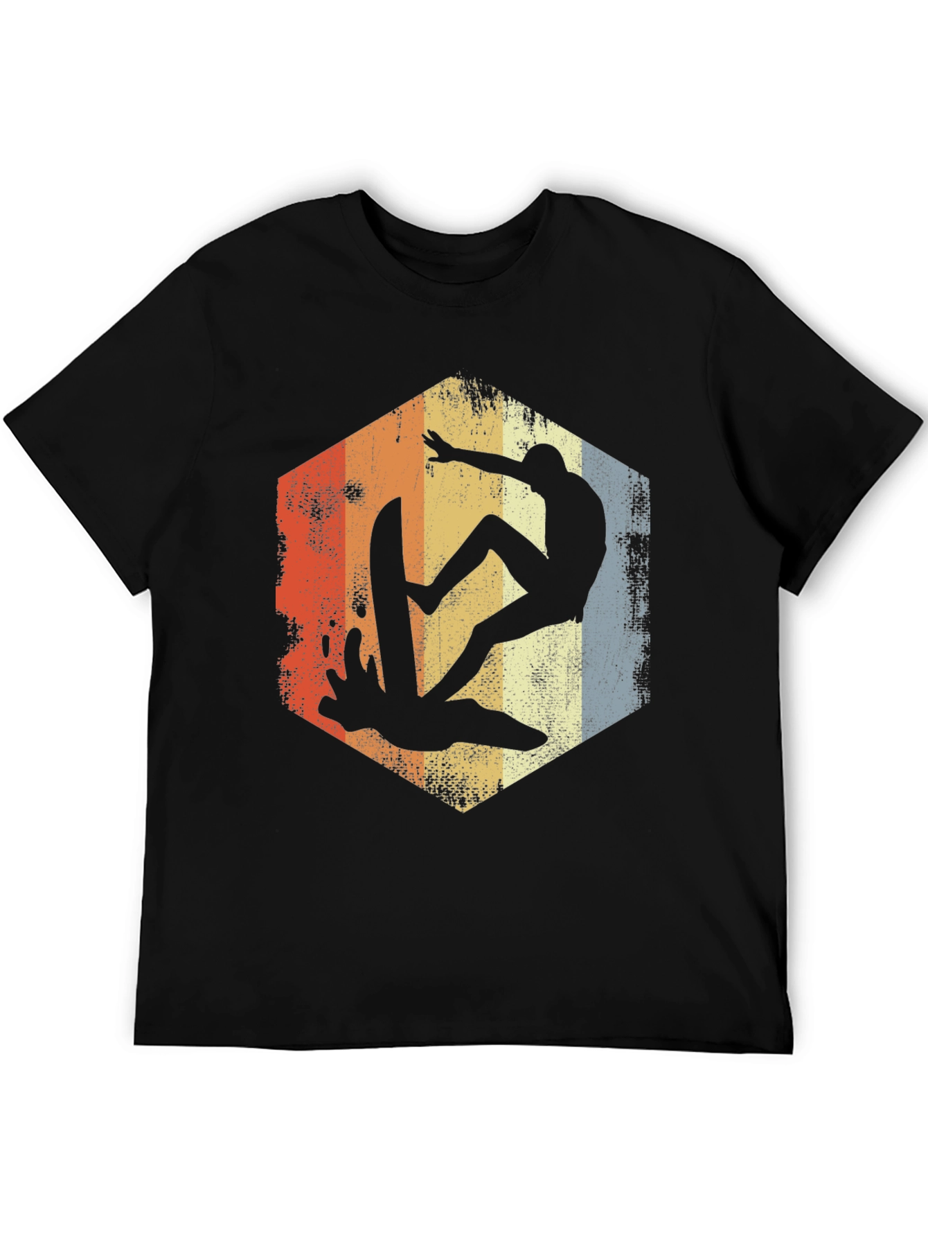Retro Surfer Graphic Tee - Black Cotton
