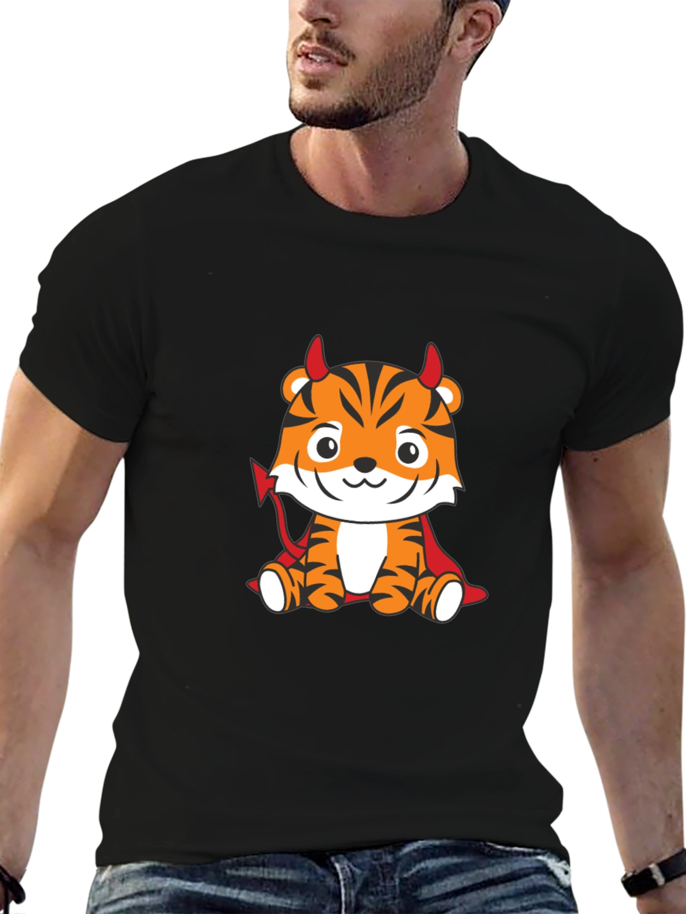 Devil Tiger Graphic T-Shirt - Black Cotton Tee