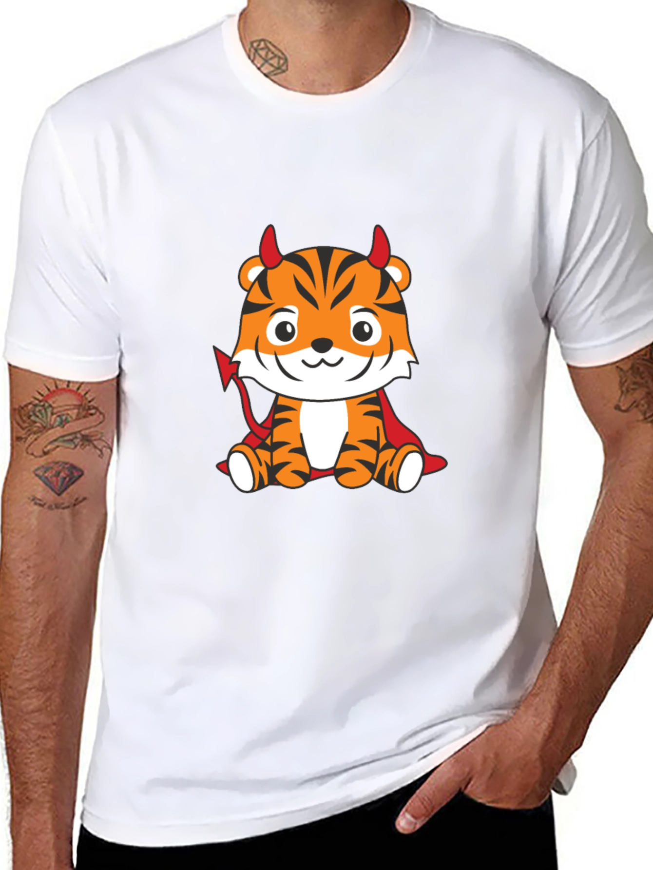 Devil Tiger Graphic T-Shirt - Black Cotton Tee
