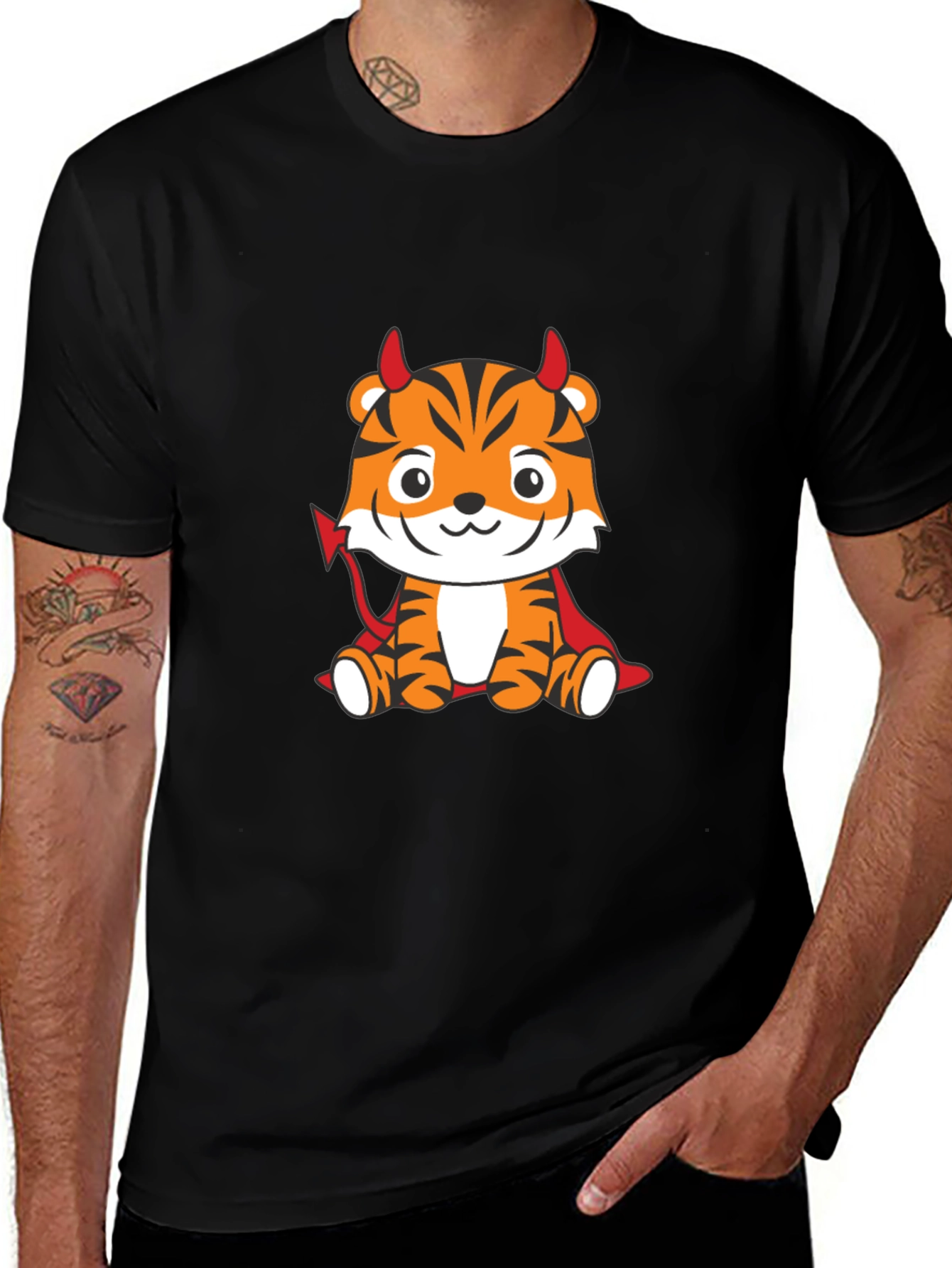 Devil Tiger Graphic T-Shirt - Black Cotton Tee