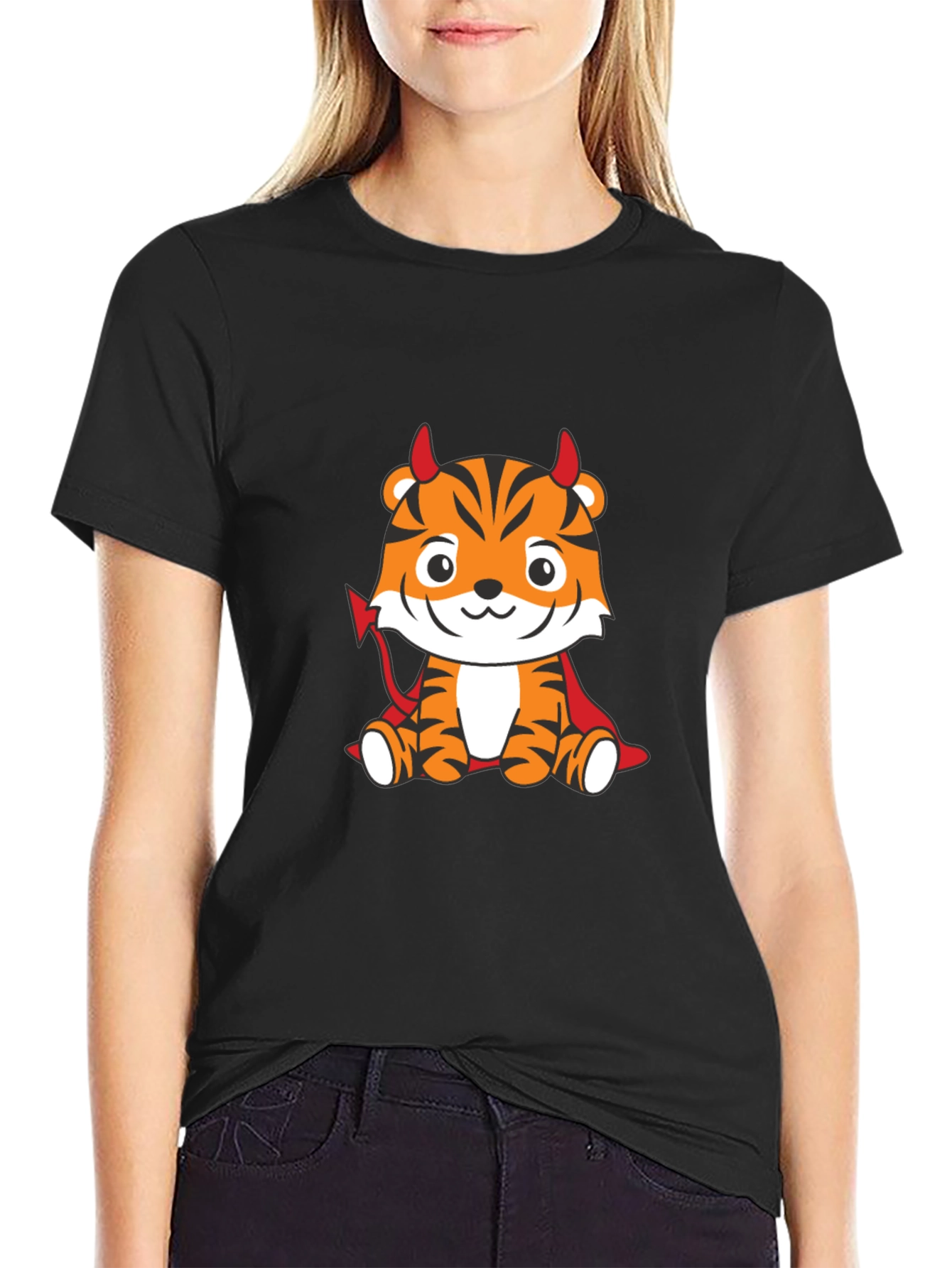 Devil Tiger Graphic T-Shirt - Black Cotton Tee