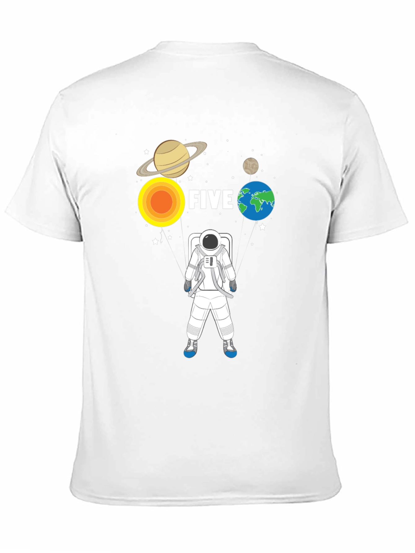 5th Birthday Astronaut T-Shirt Planets Space Five Years Old