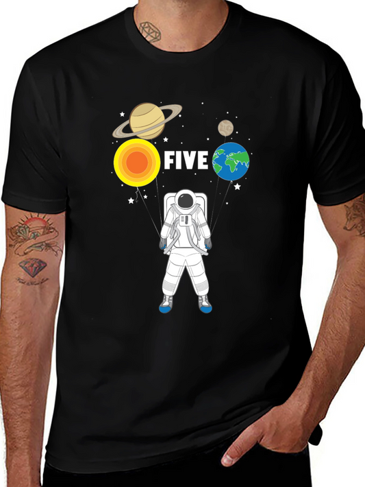 5th Birthday Astronaut T-Shirt Planets Space Five Years Old