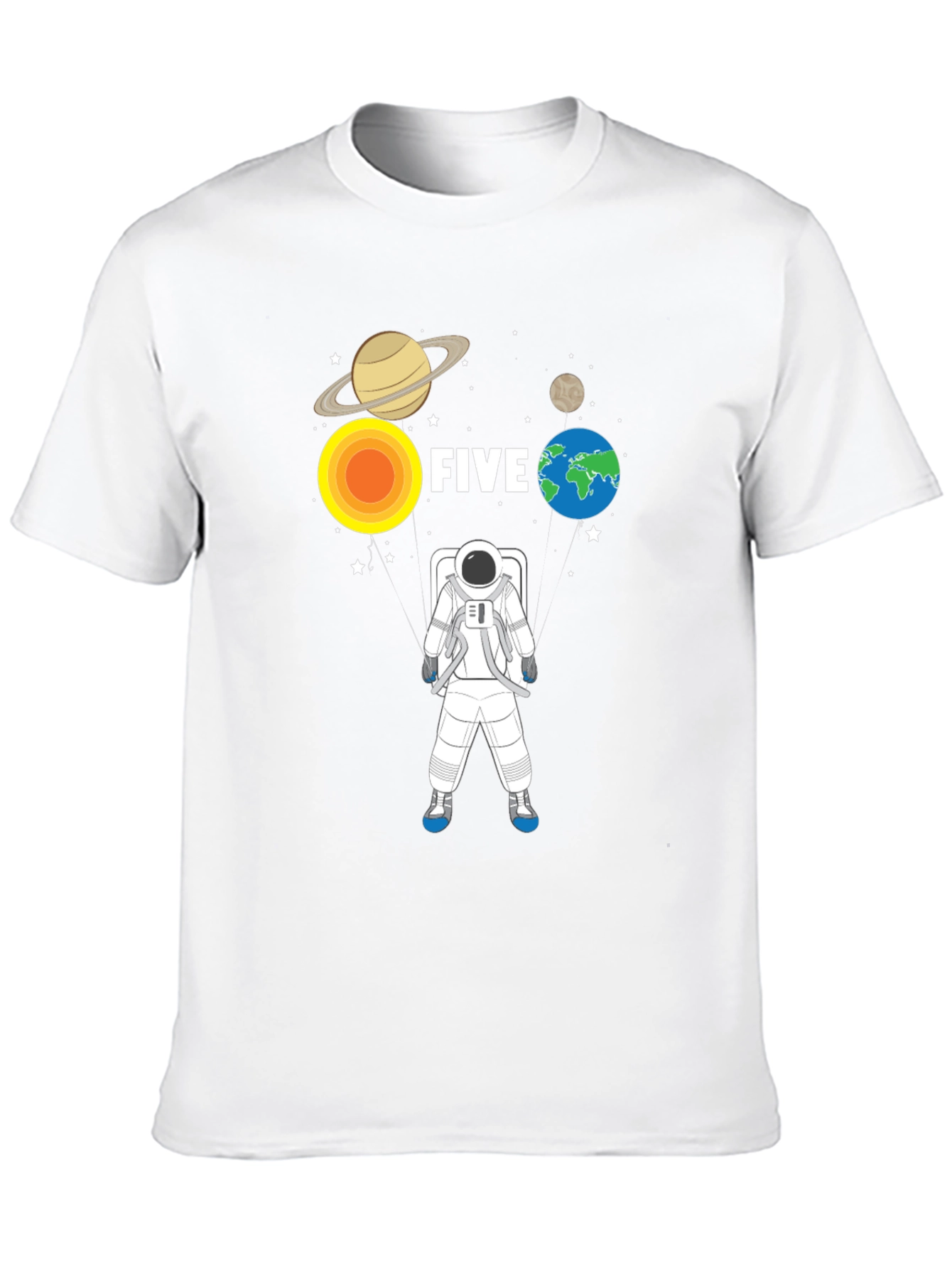 5th Birthday Astronaut T-Shirt Planets Space Five Years Old