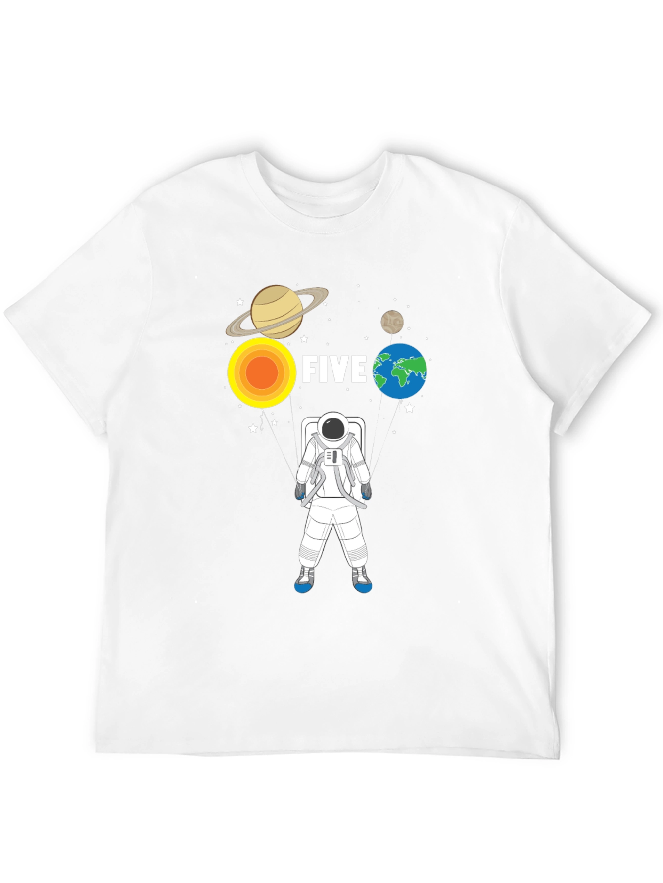 5th Birthday Astronaut T-Shirt Planets Space Five Years Old