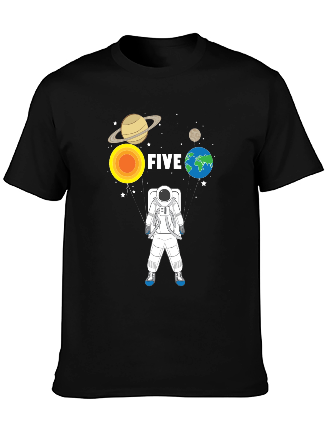 5th Birthday Astronaut T-Shirt Planets Space Five Years Old