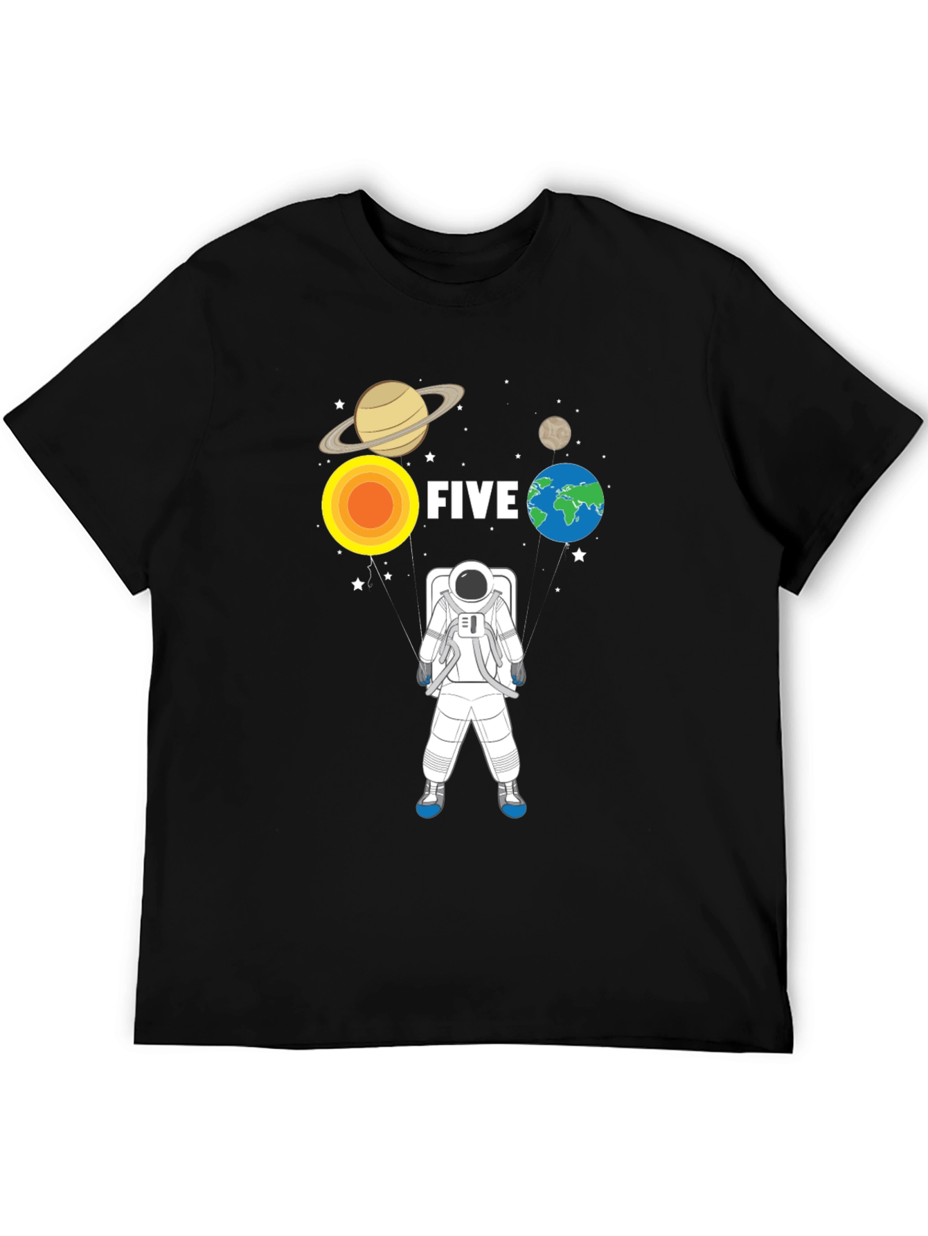 5th Birthday Astronaut T-Shirt Planets Space Five Years Old