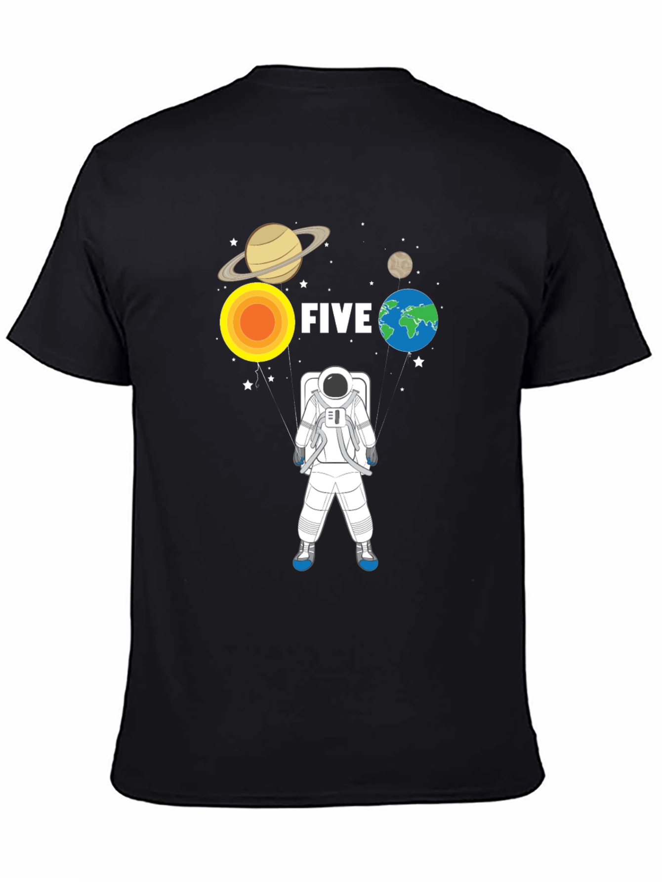 5th Birthday Astronaut T-Shirt Planets Space Five Years Old