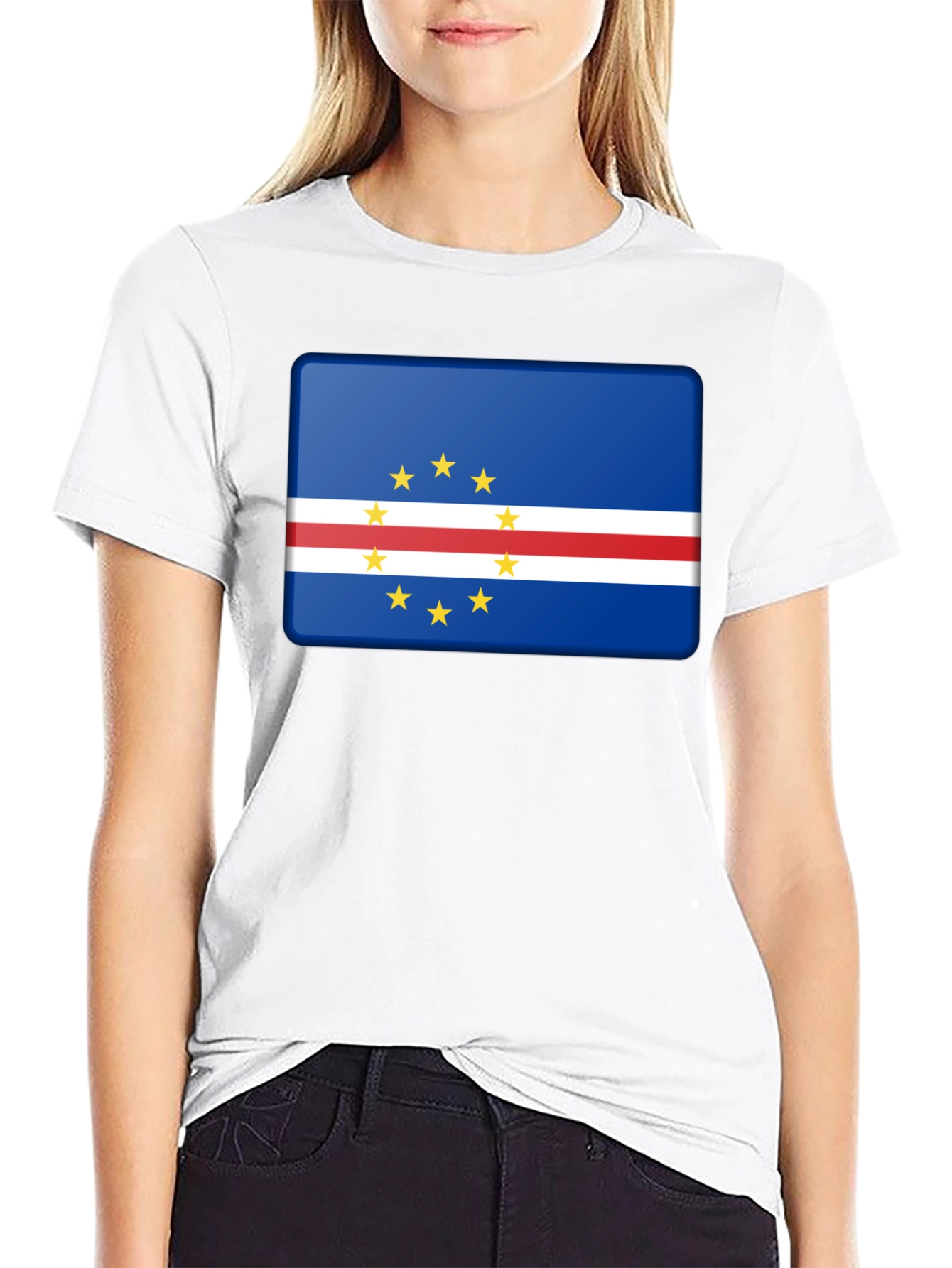 Cape Verde Flag Graphic Black T-Shirt