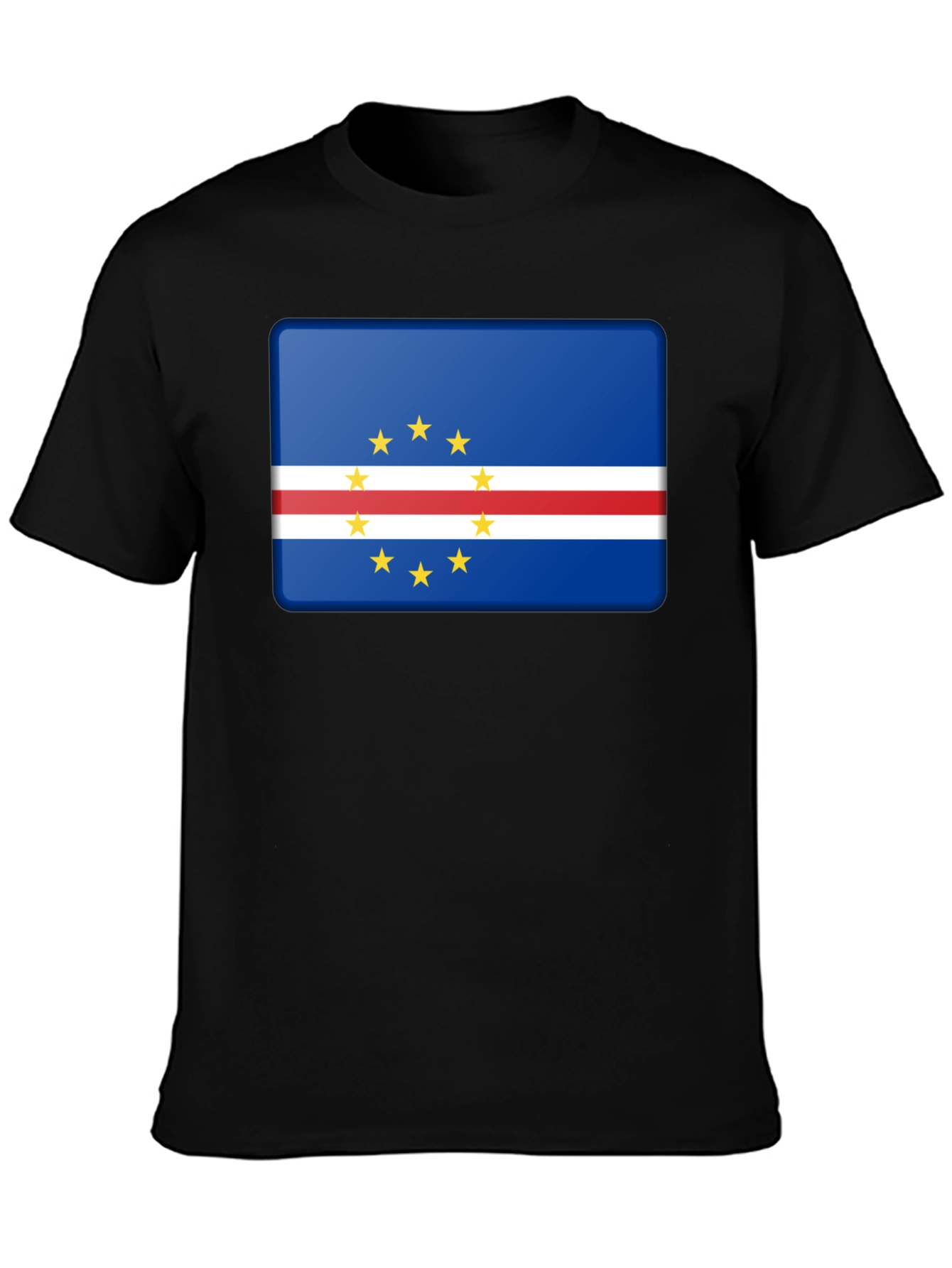 Cape Verde Flag Graphic Black T-Shirt