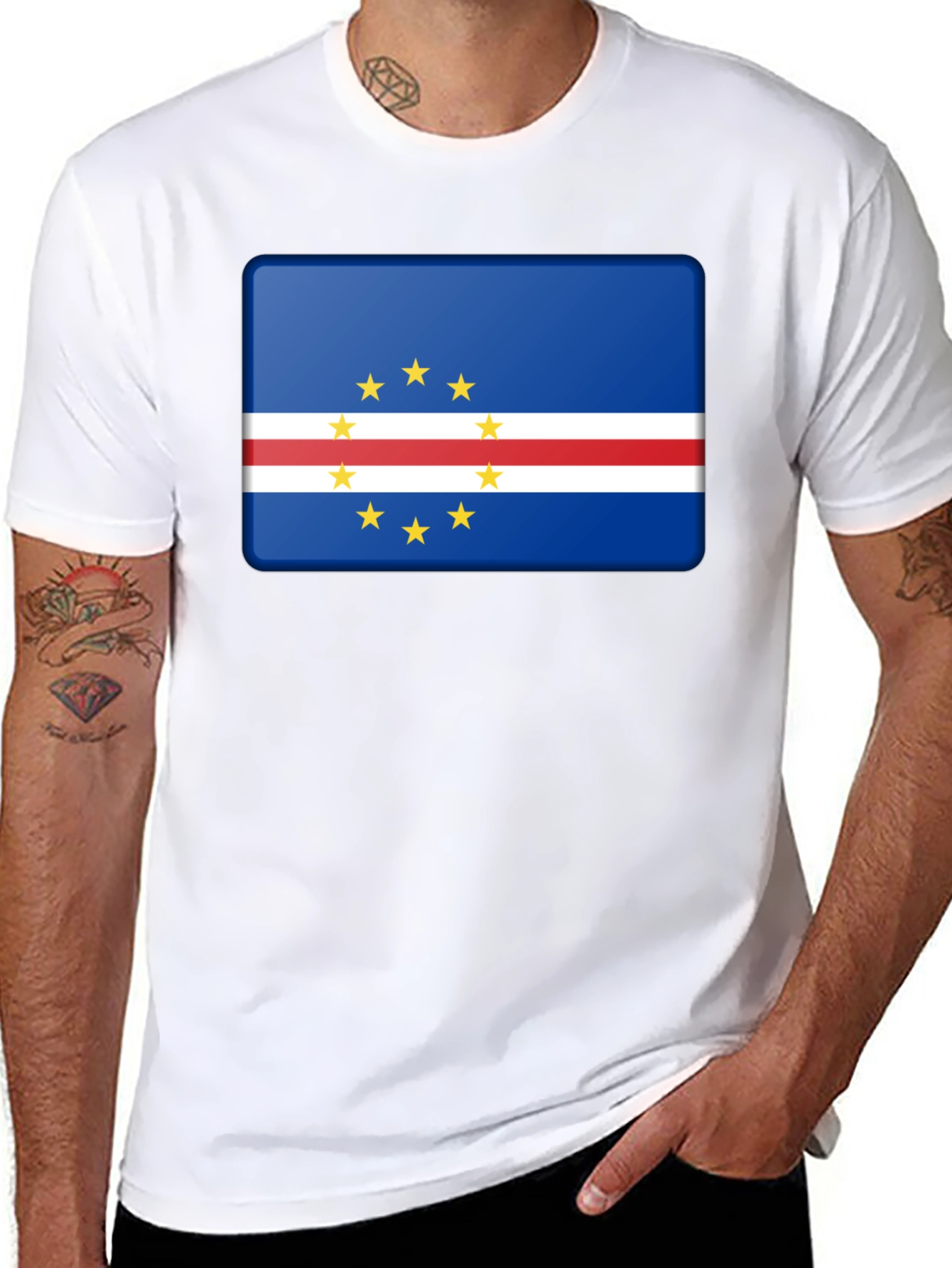 Cape Verde Flag Graphic Black T-Shirt