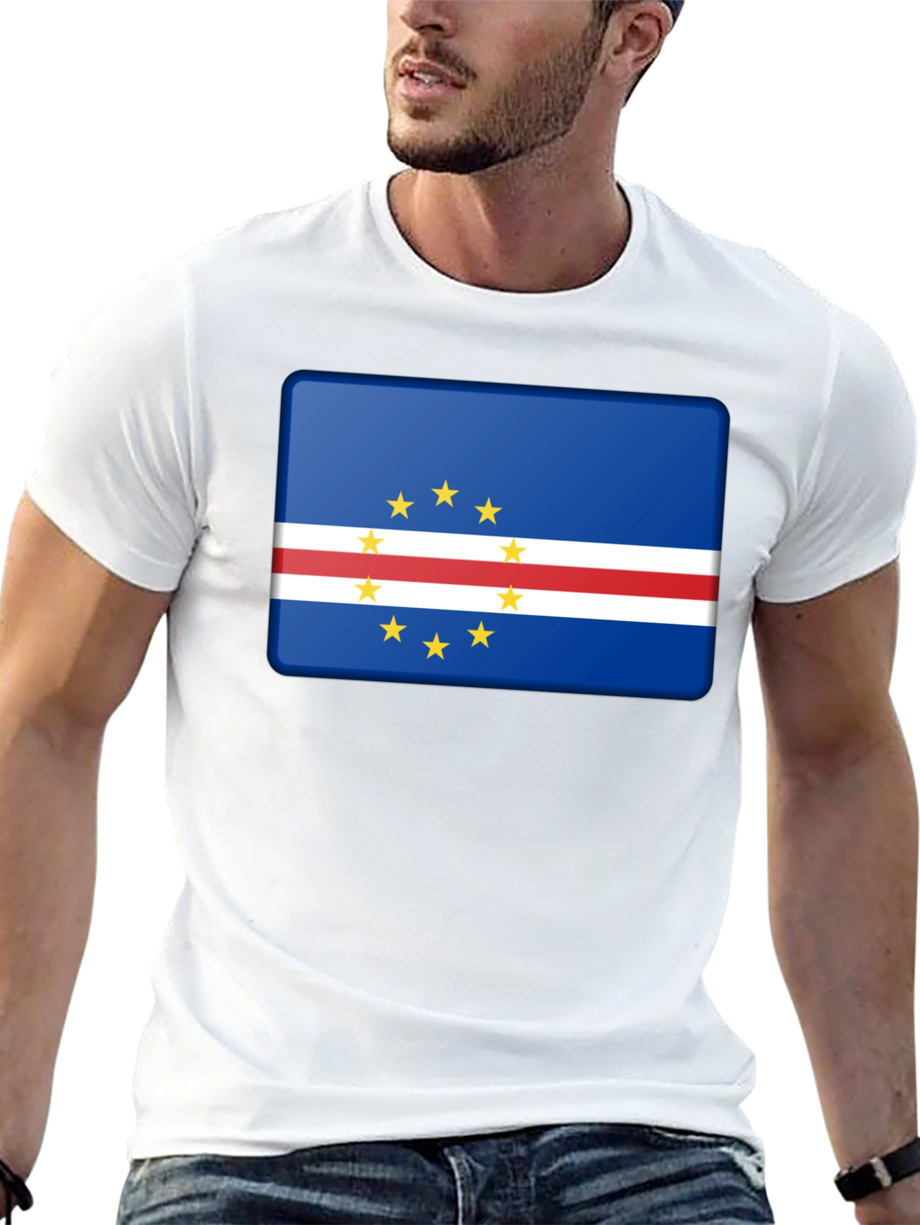 Cape Verde Flag Graphic Black T-Shirt
