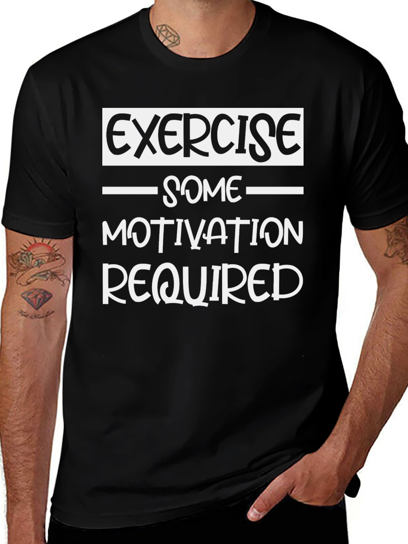 Exercise Motivation Required Graphic Tee - Black