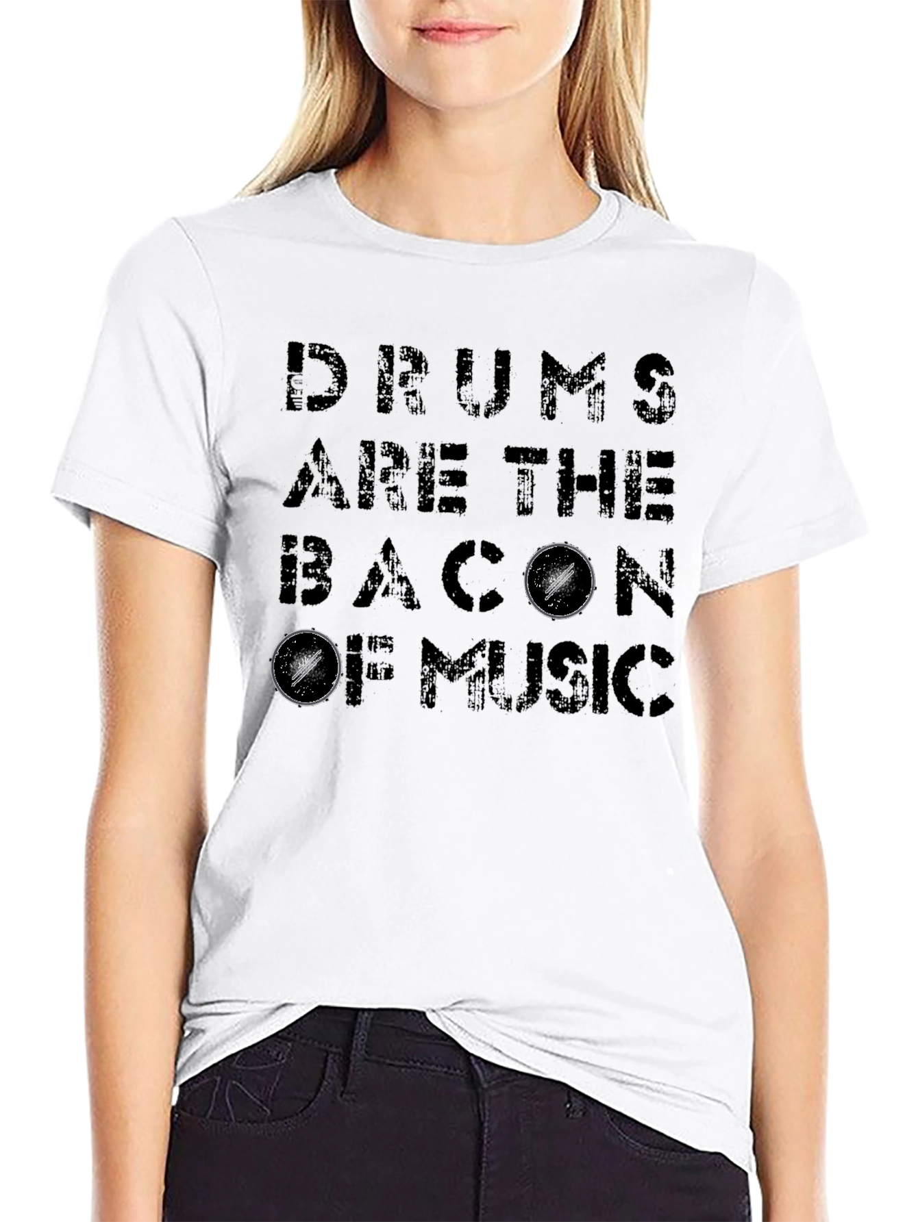 Drums are the Bacon of Music Black T-Shirt