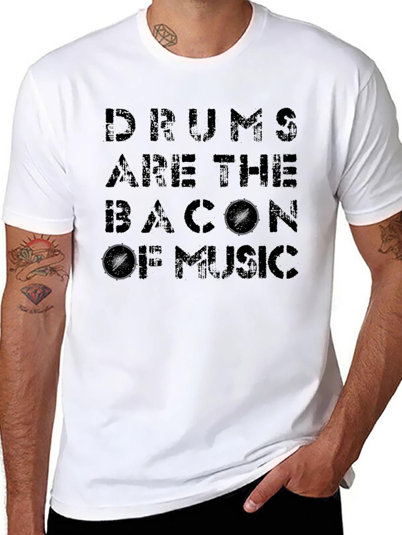 Drums are the Bacon of Music Black T-Shirt