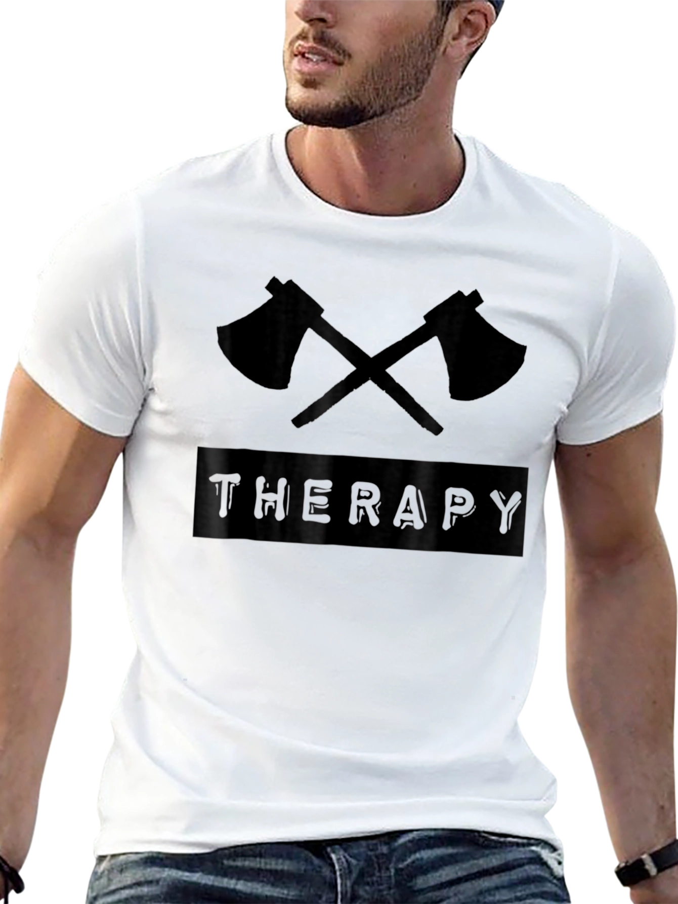Axe Therapy Black Graphic Tee - Lumberjack Humor