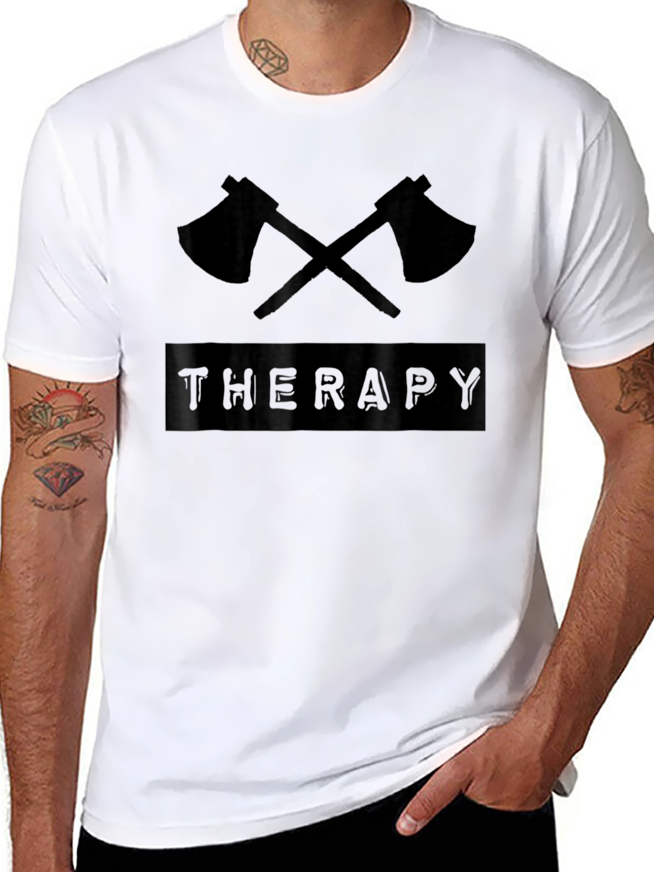 Axe Therapy Black Graphic Tee - Lumberjack Humor