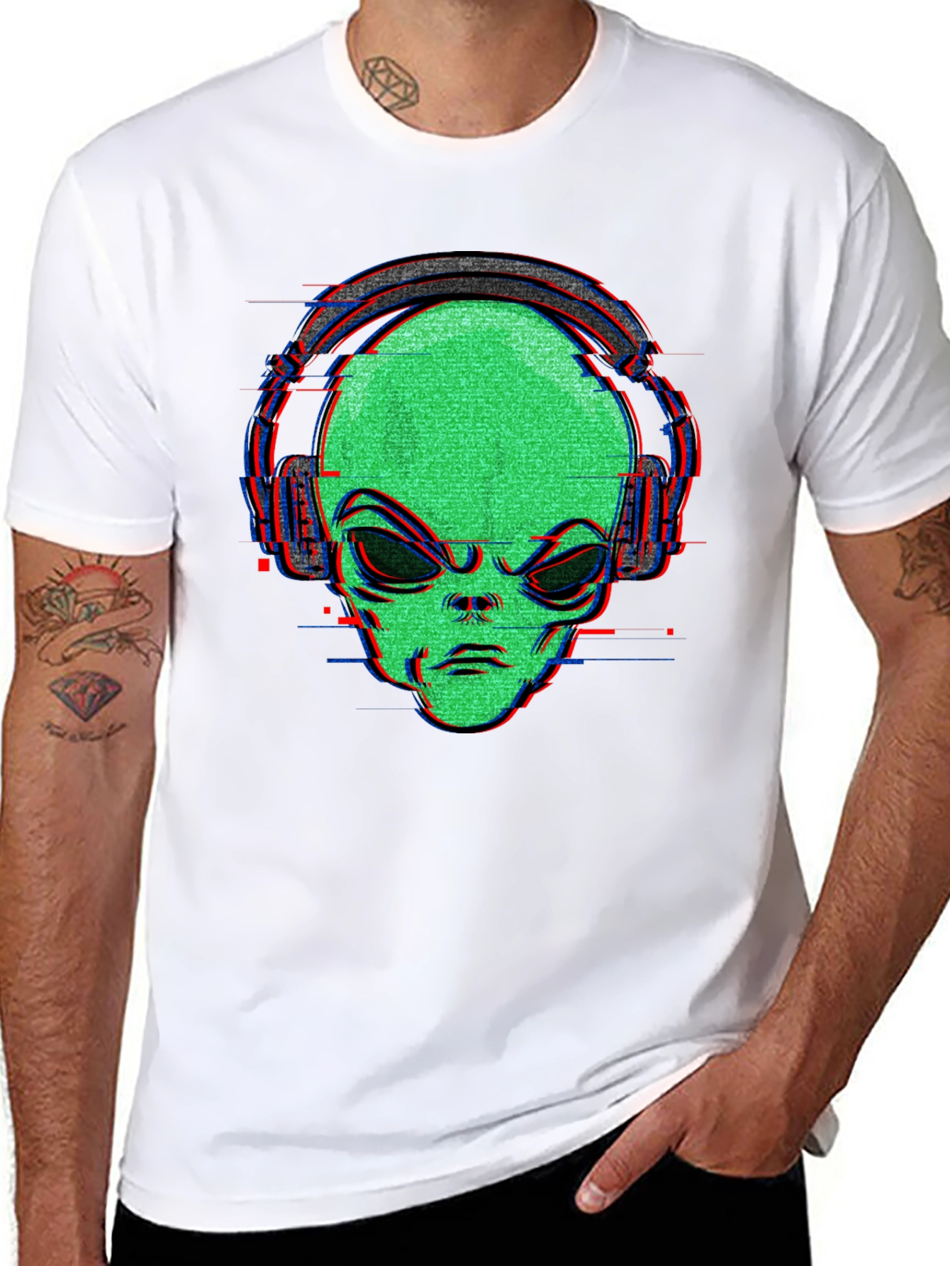 Alien Headphone Graphic T-Shirt