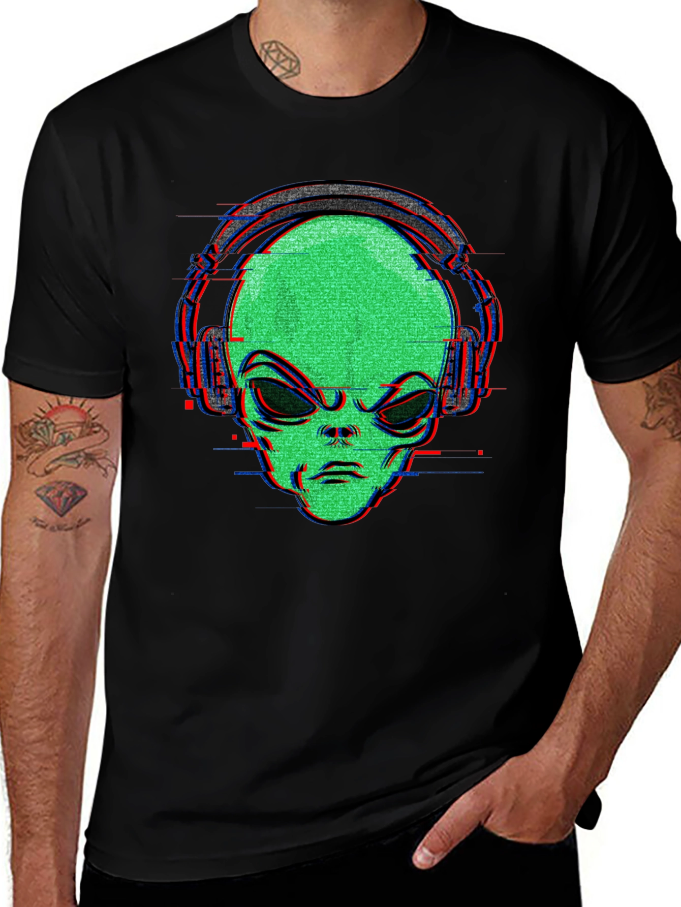 Alien Headphone Graphic T-Shirt