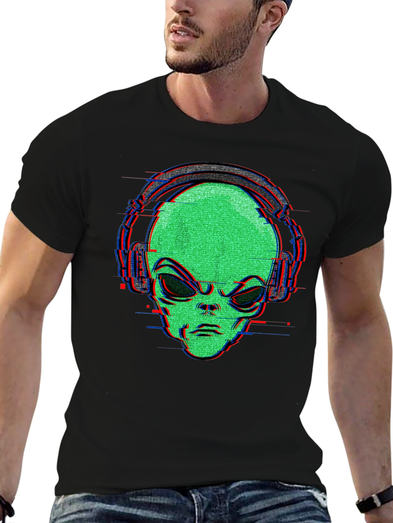 Alien Headphone Graphic T-Shirt
