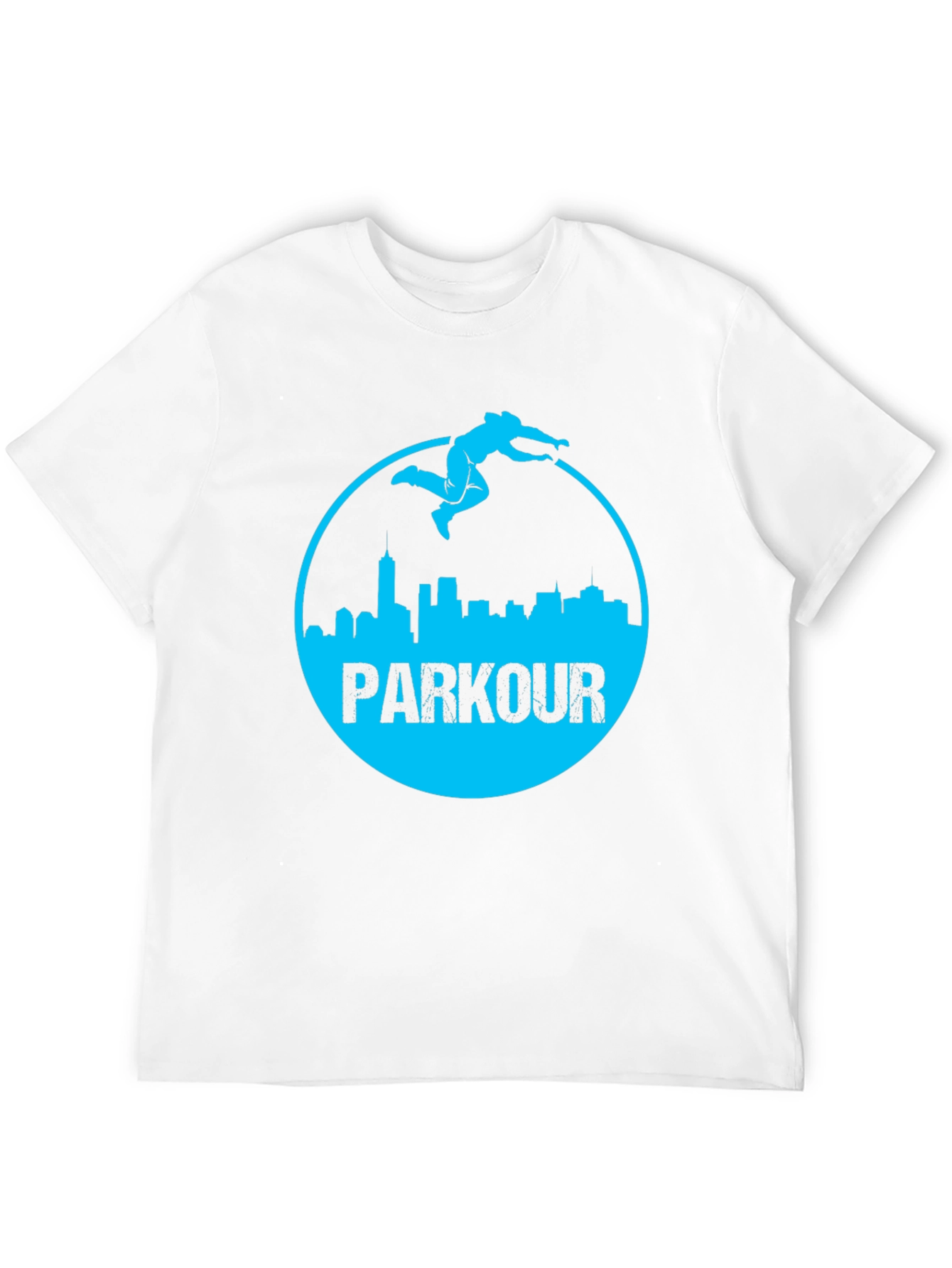 Parkour Cityscape Graphic Tee - Black Cotton Blend