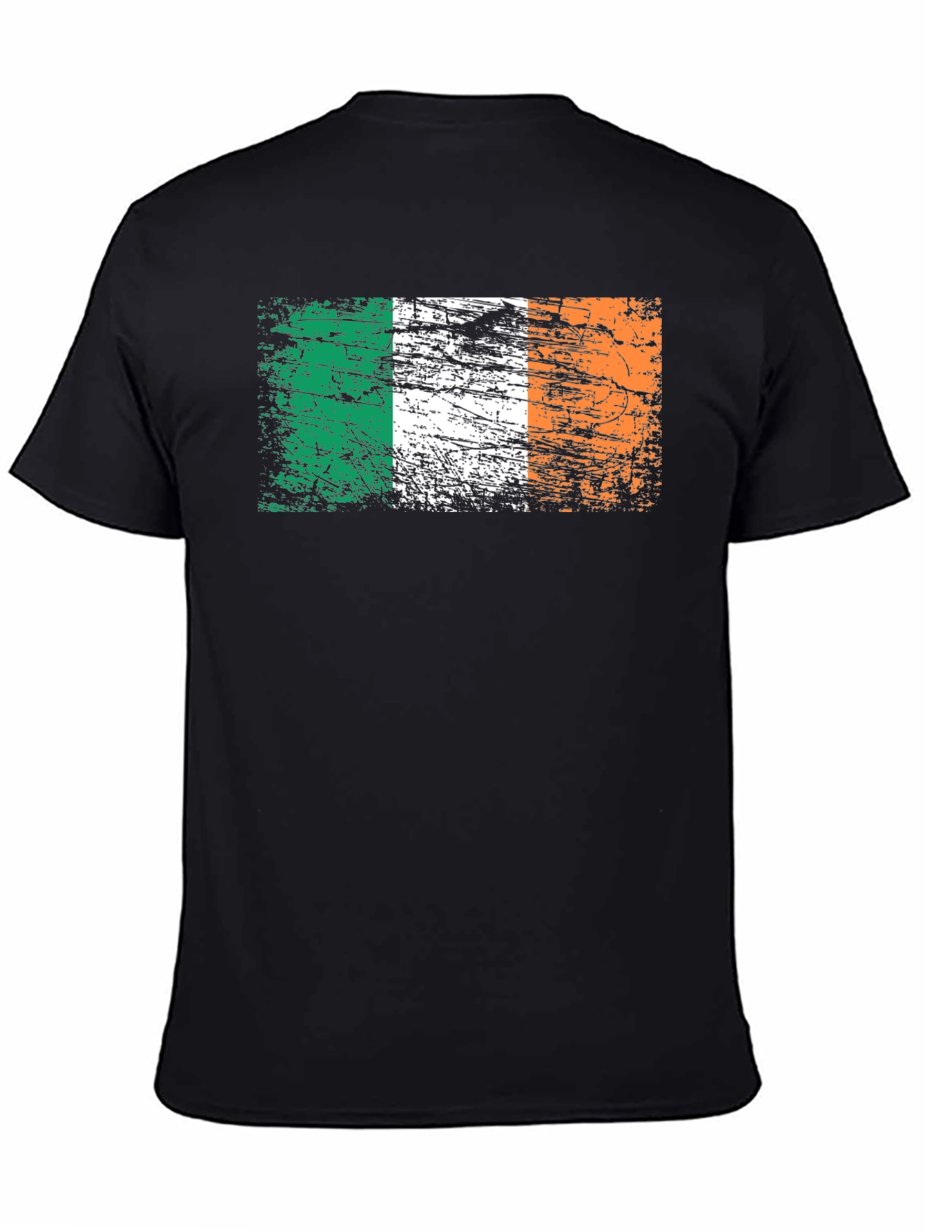Distressed Ireland Flag Graphic Black T-Shirt