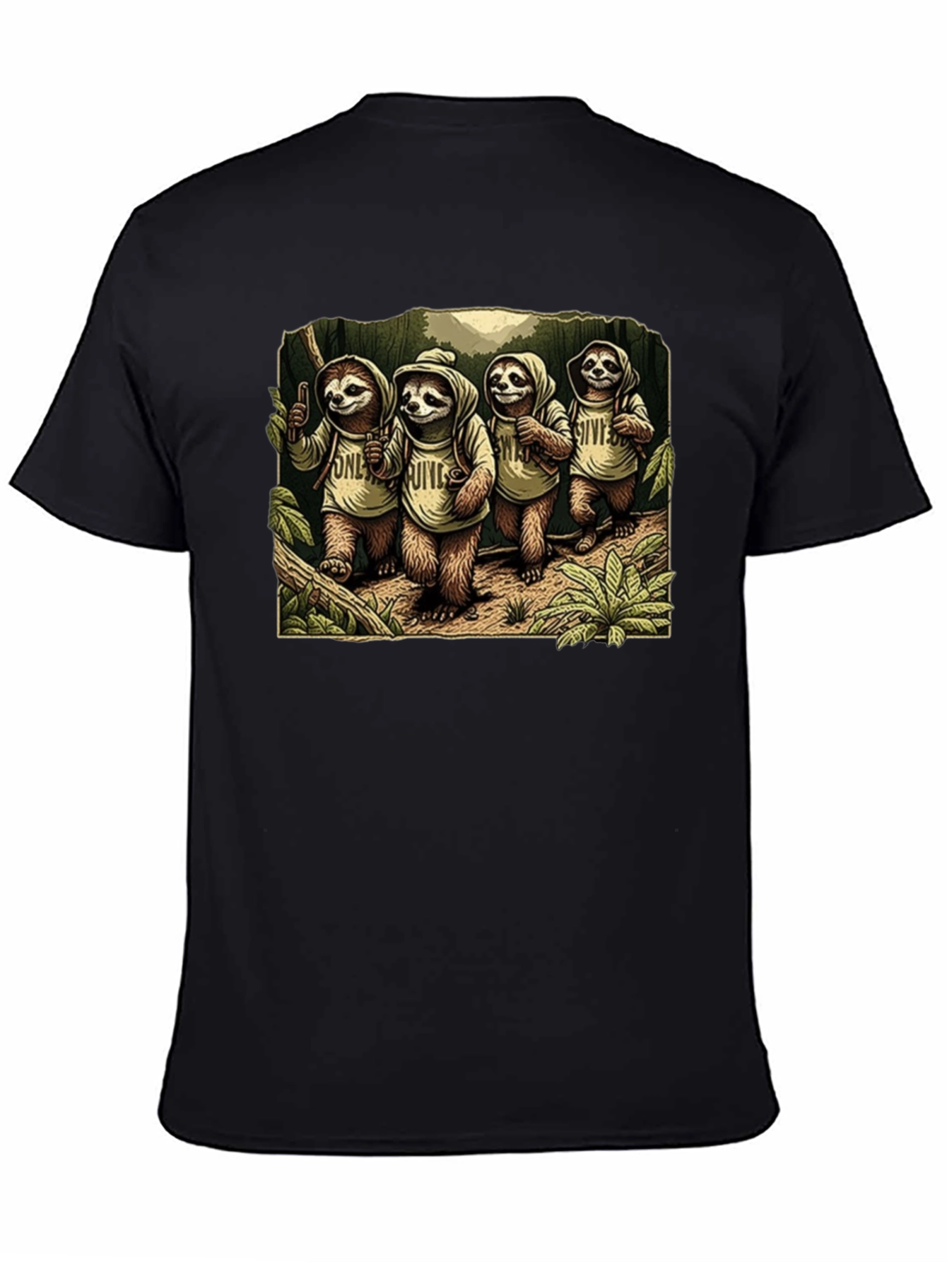 Sloth Hiking Crew Graphic Tee - Cool Animal T-Shirt