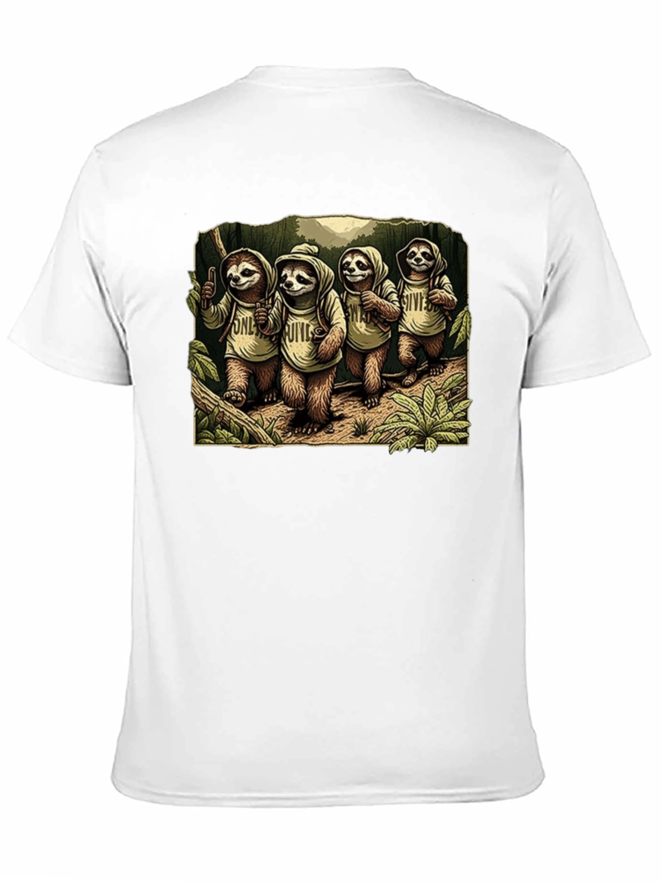 Sloth Hiking Crew Graphic Tee - Cool Animal T-Shirt