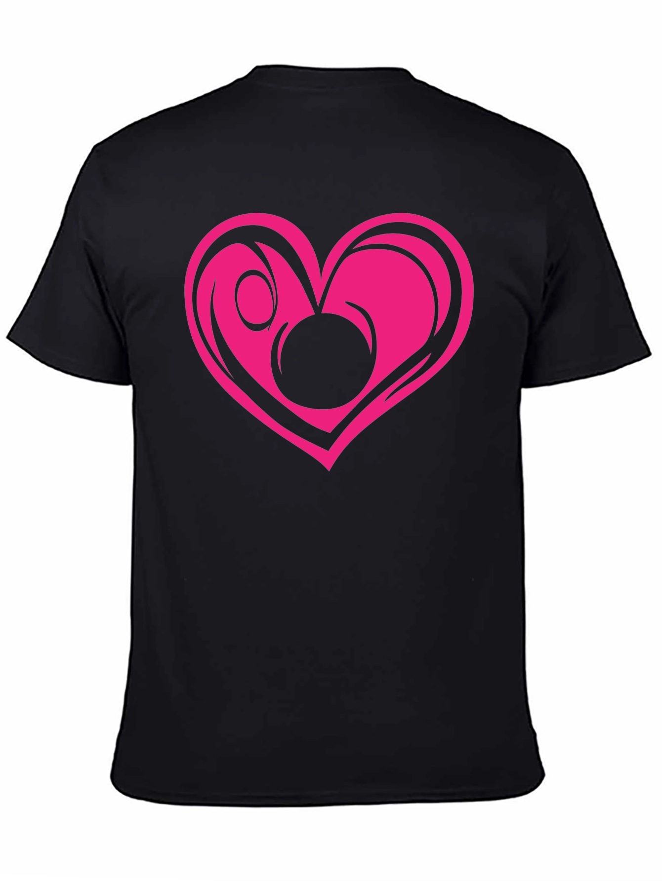 Black T-Shirt with Pink Heart Graphic